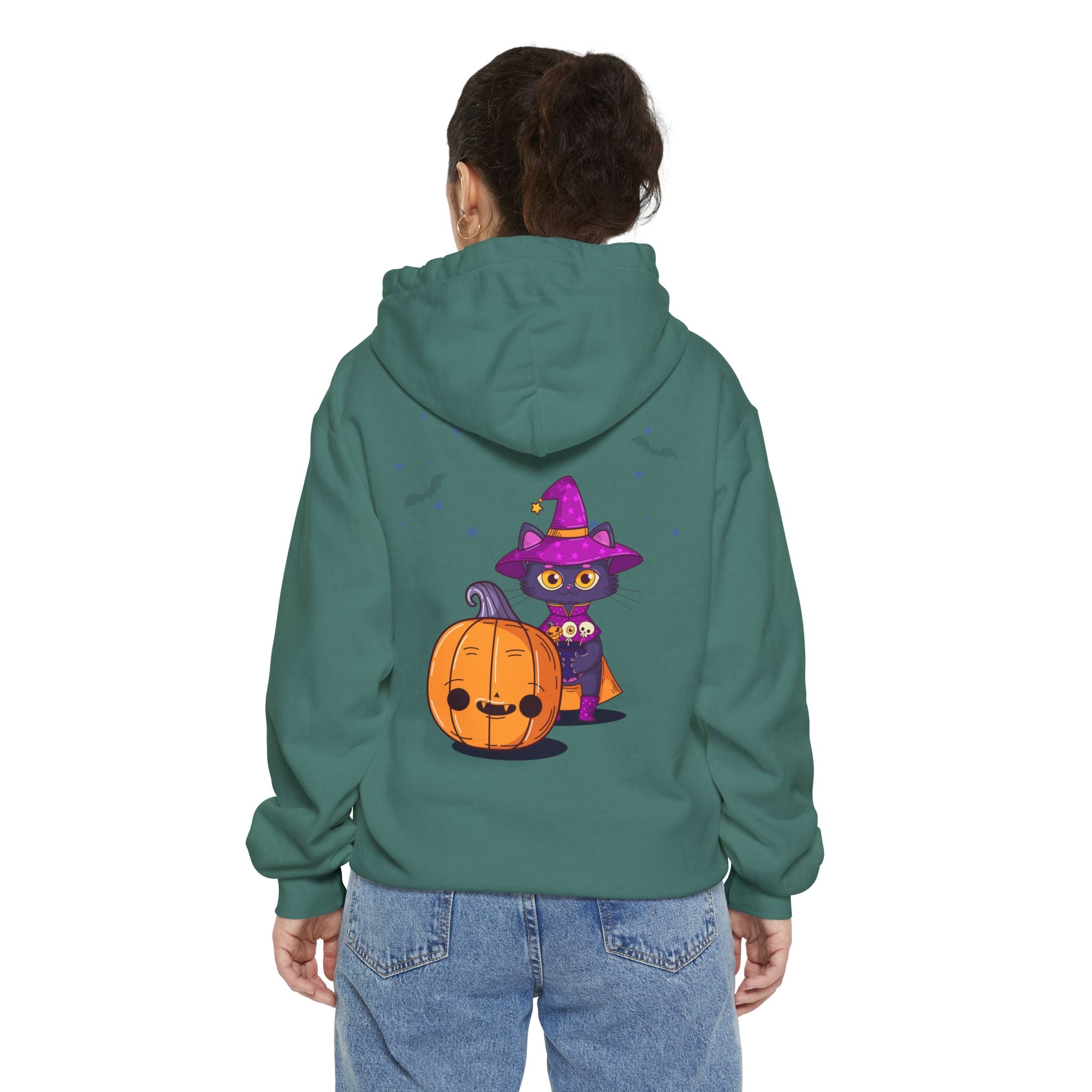 Halloween with Witch's Cats | Unisex Garment-Dyed Hoodie