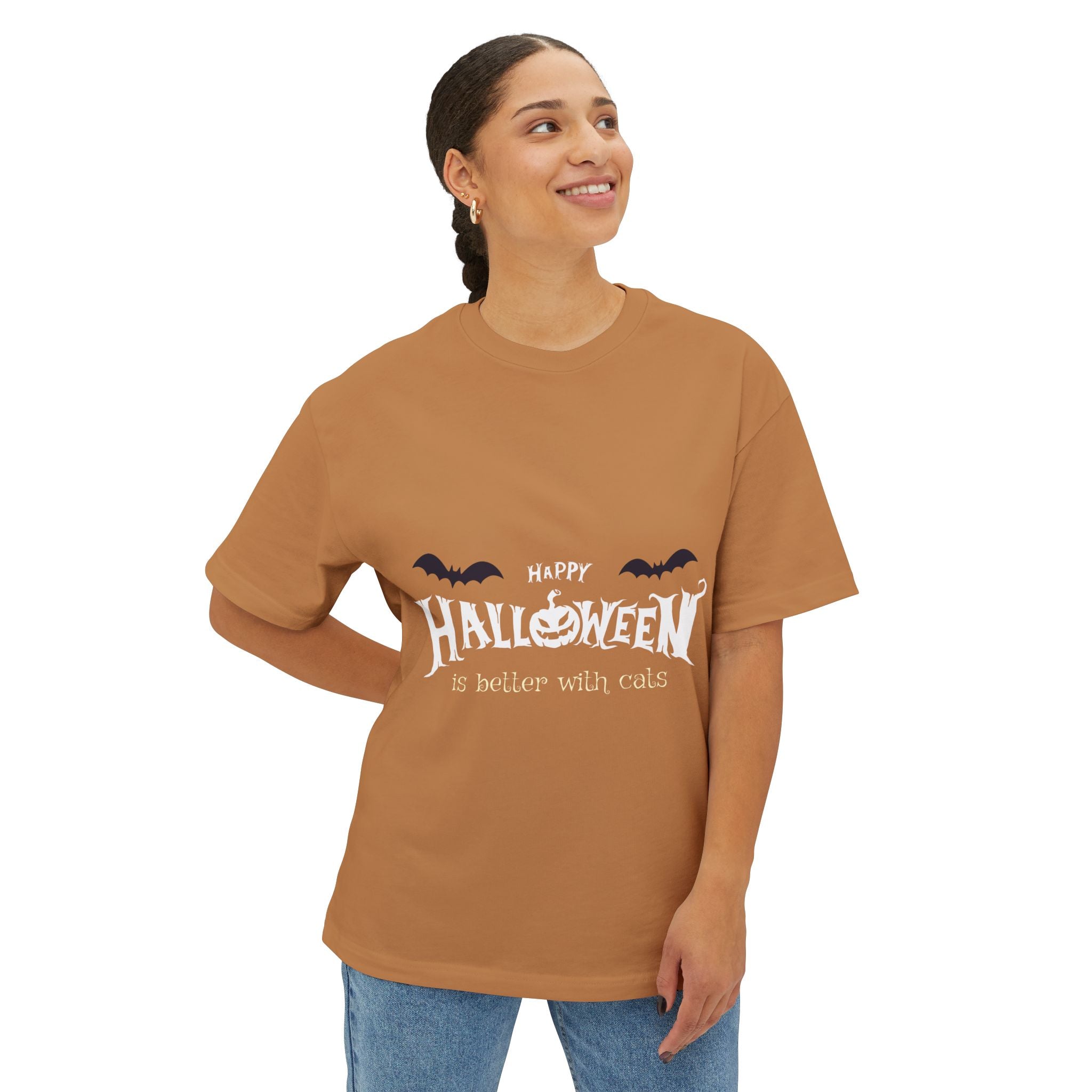 Halloween with Witch's Cats | Unisex Oversized Boxy Tee
