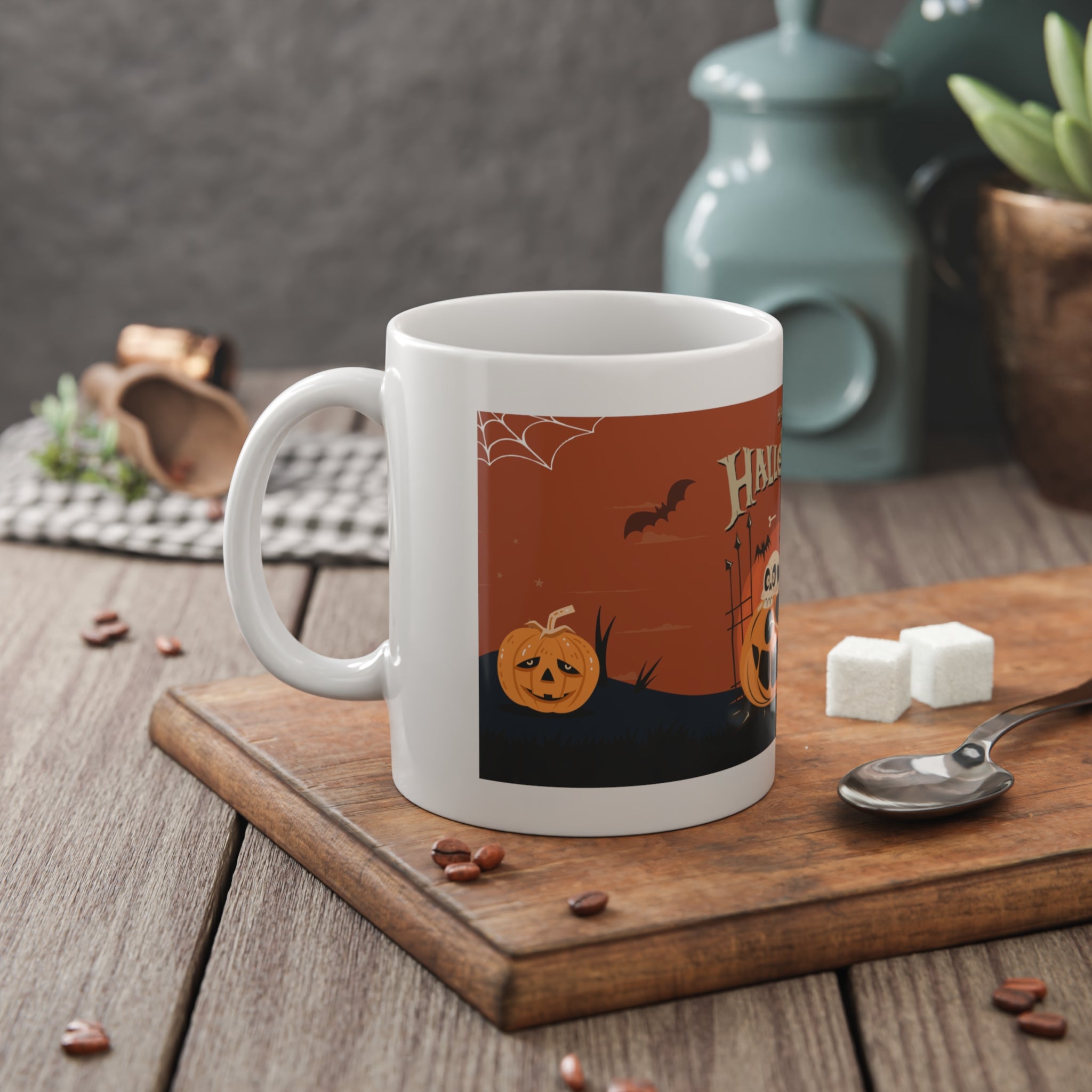 Happy Halloween with Pumpkin | White Ceramic Mug