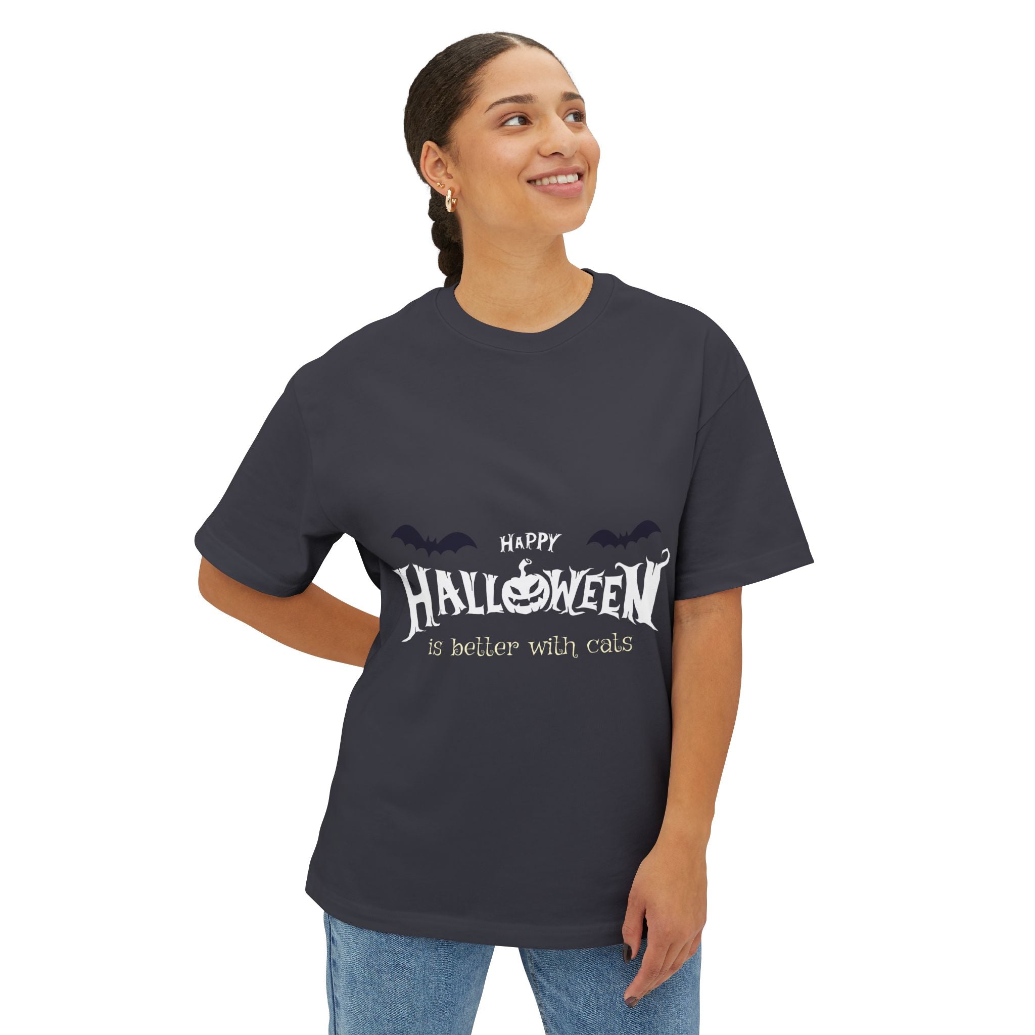Halloween with Witch's Cats | Unisex Oversized Boxy Tee