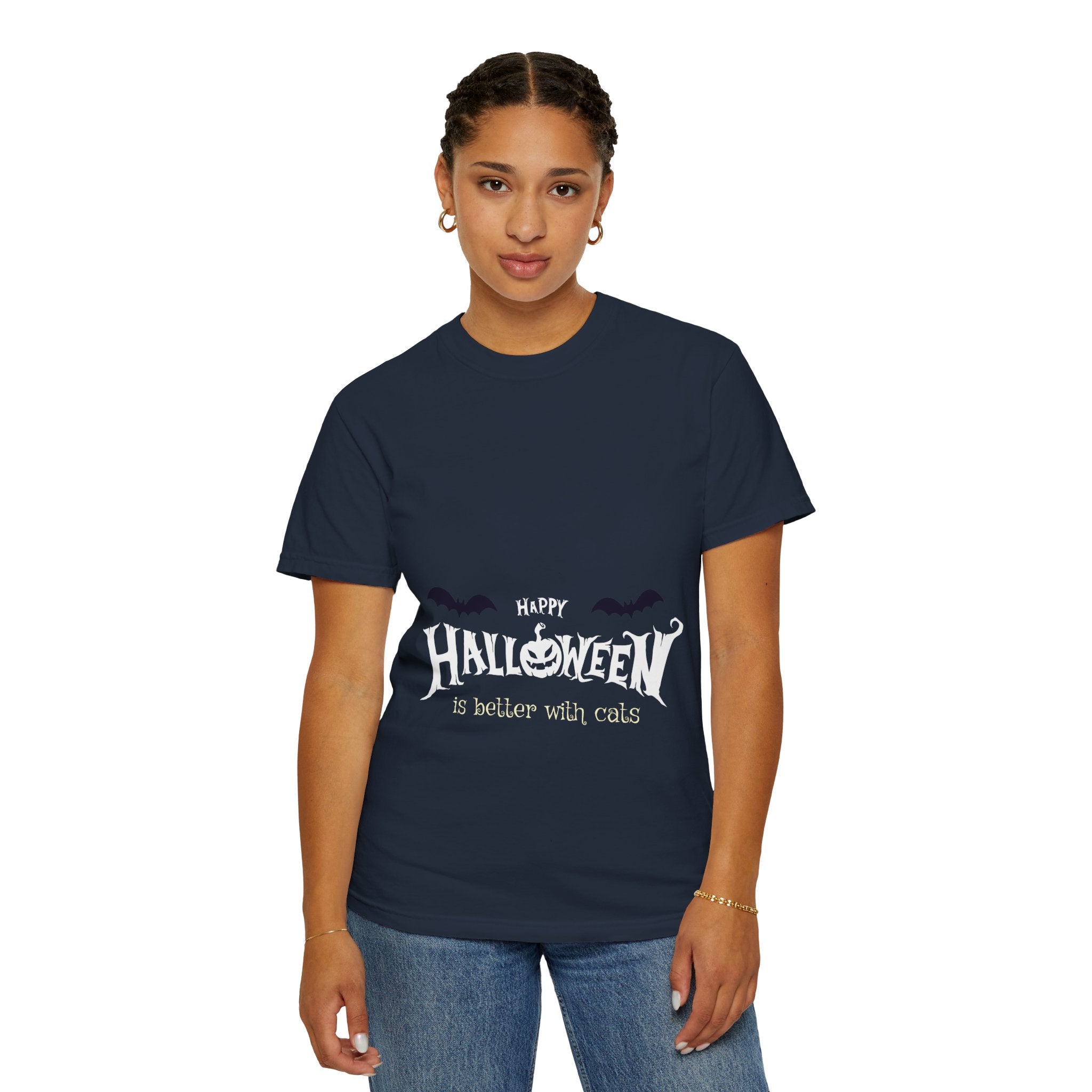 Halloween with Witch's Cats | Unisex Garment-Dyed T-shirt