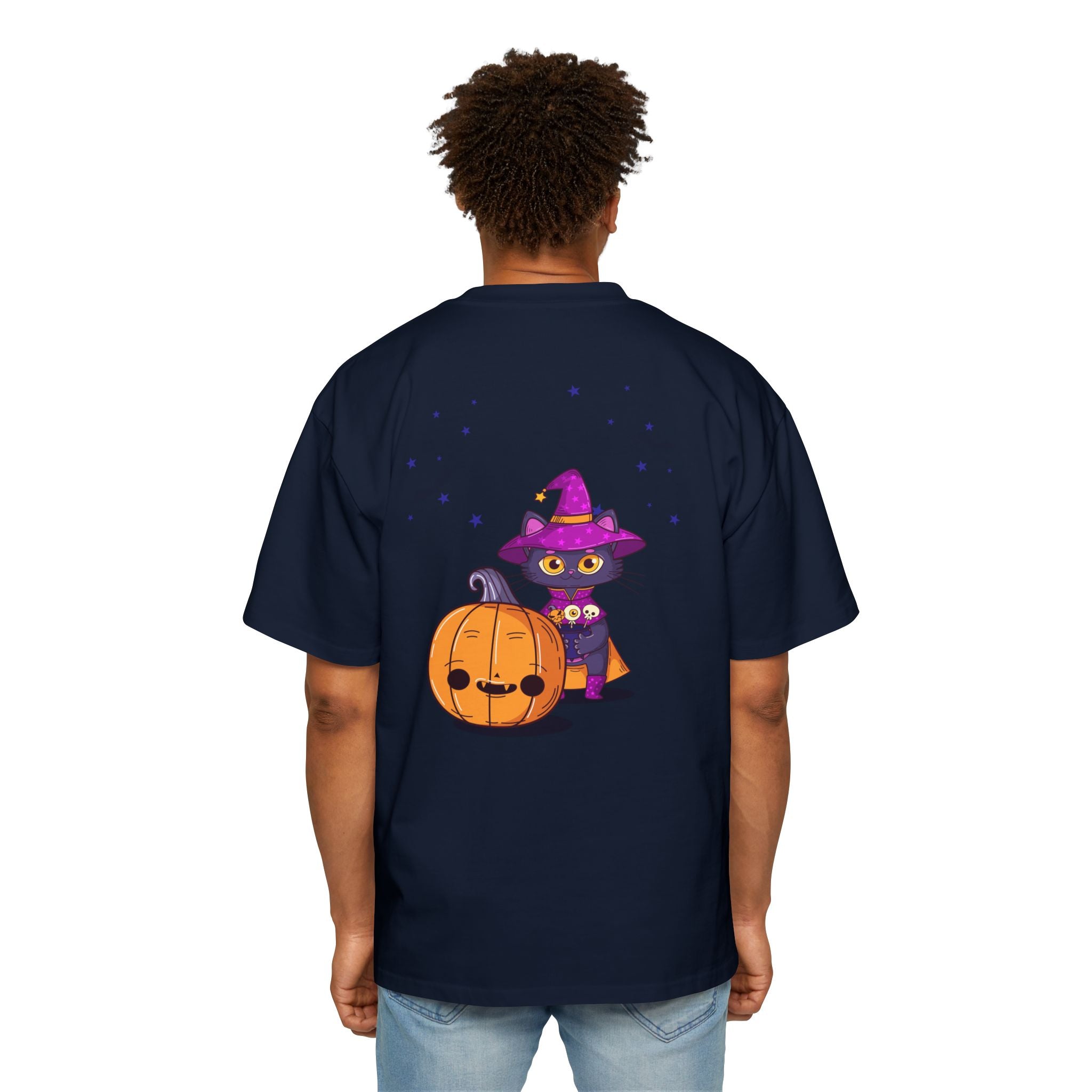 Halloween with Witch's Cats | Men's Heavy Oversized Tee