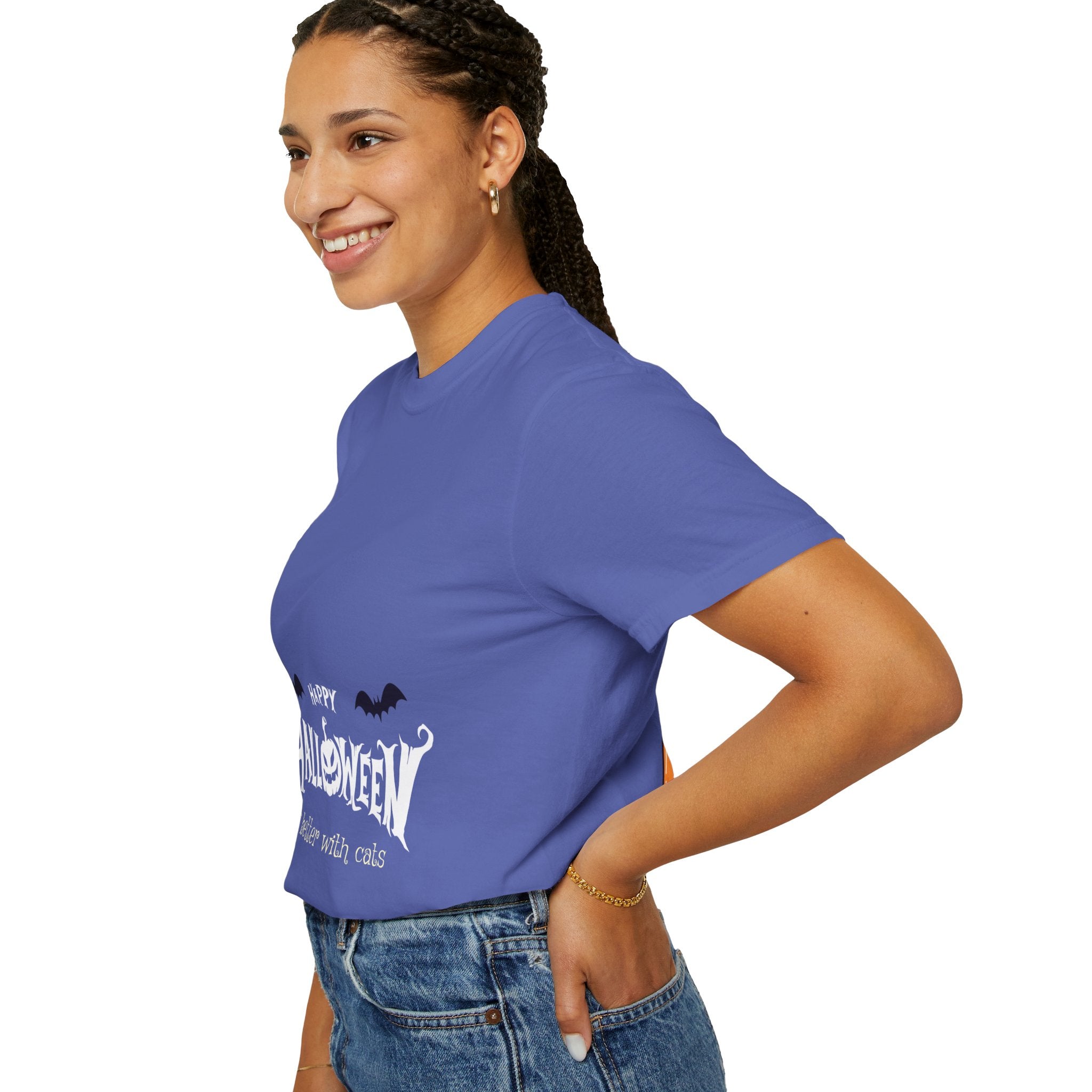 Halloween with Witch's Cats | Unisex Garment-Dyed T-shirt