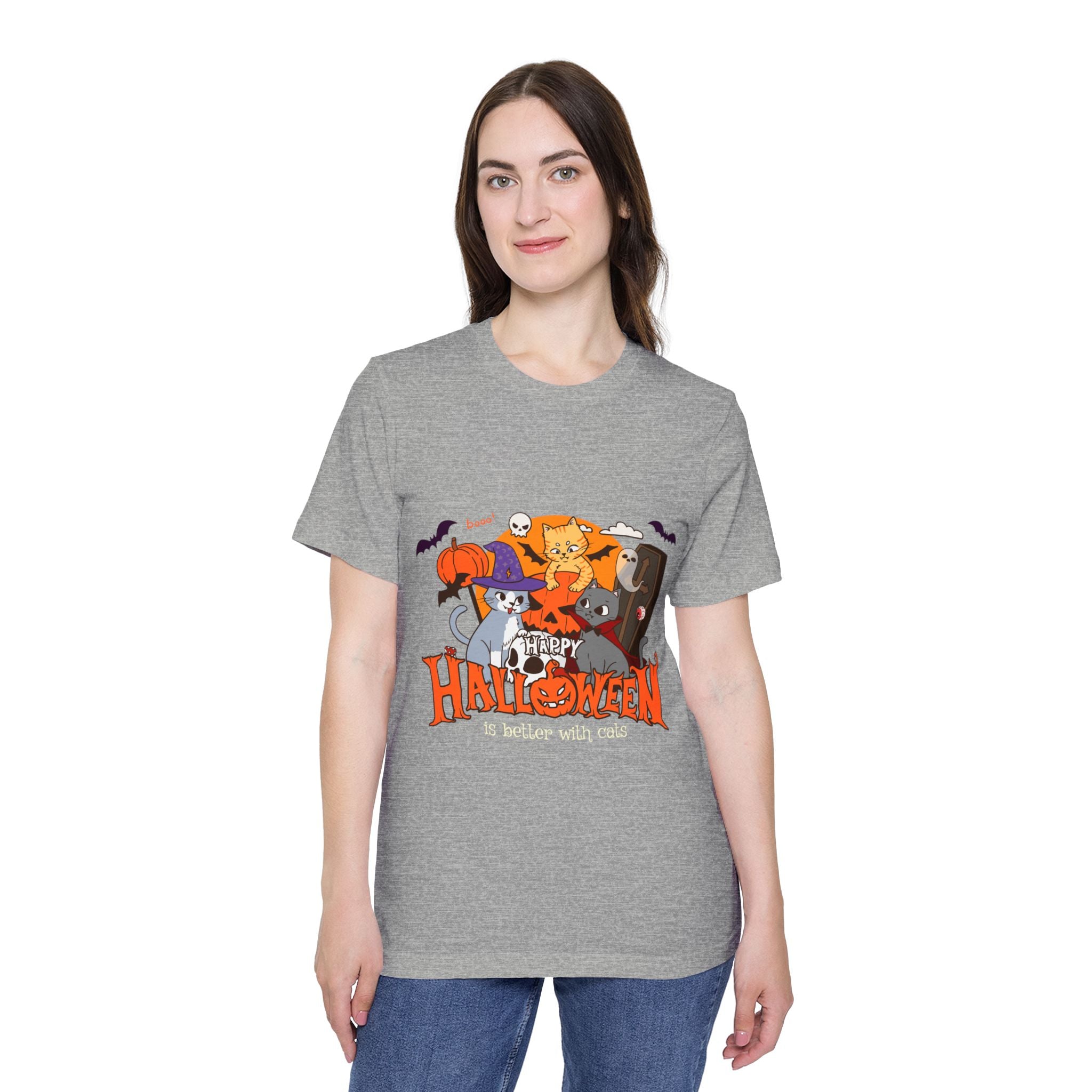 Halloween is Better with Cats | USA-Made Unisex Short-Sleeve Jersey T-Shirt
