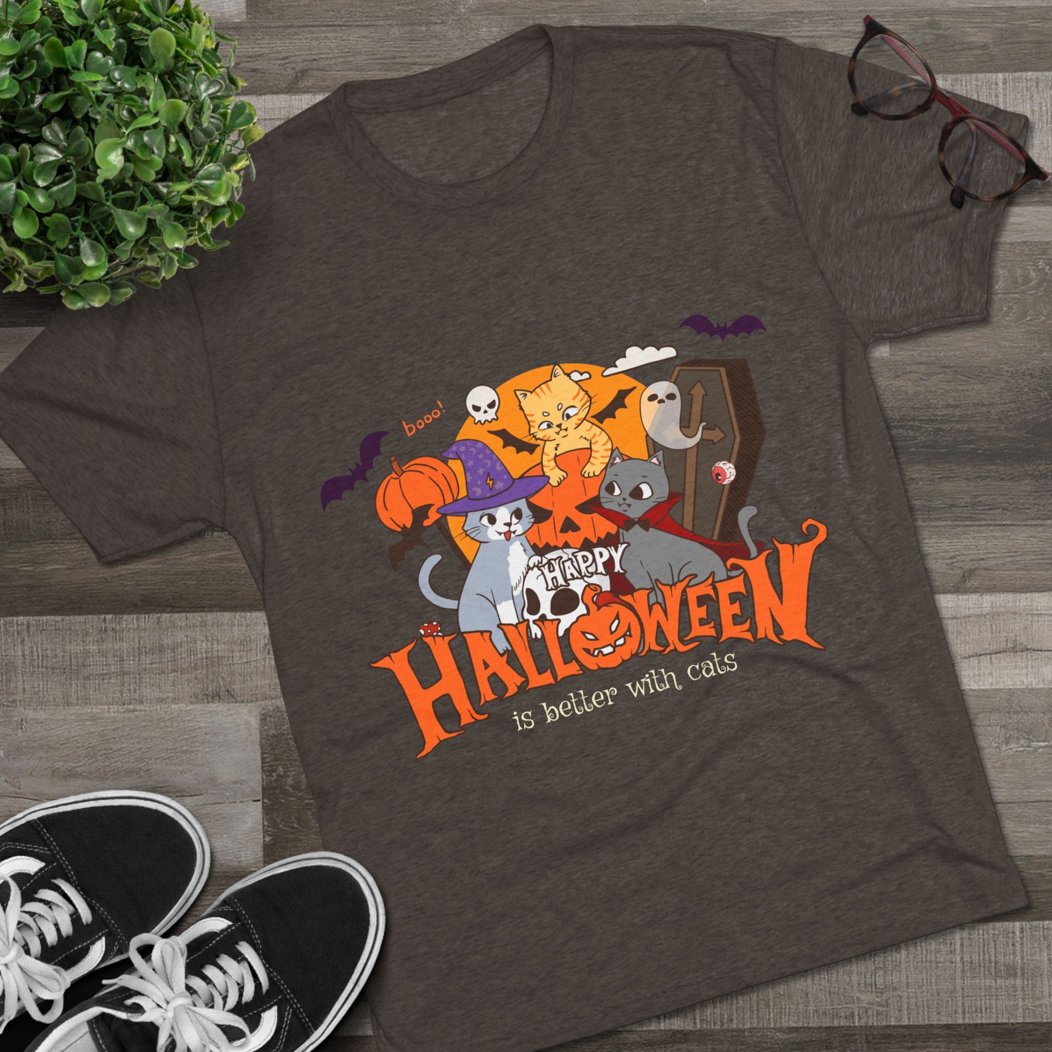 Halloween is Better with Cats | Unisex Tri-Blend Crew Tee