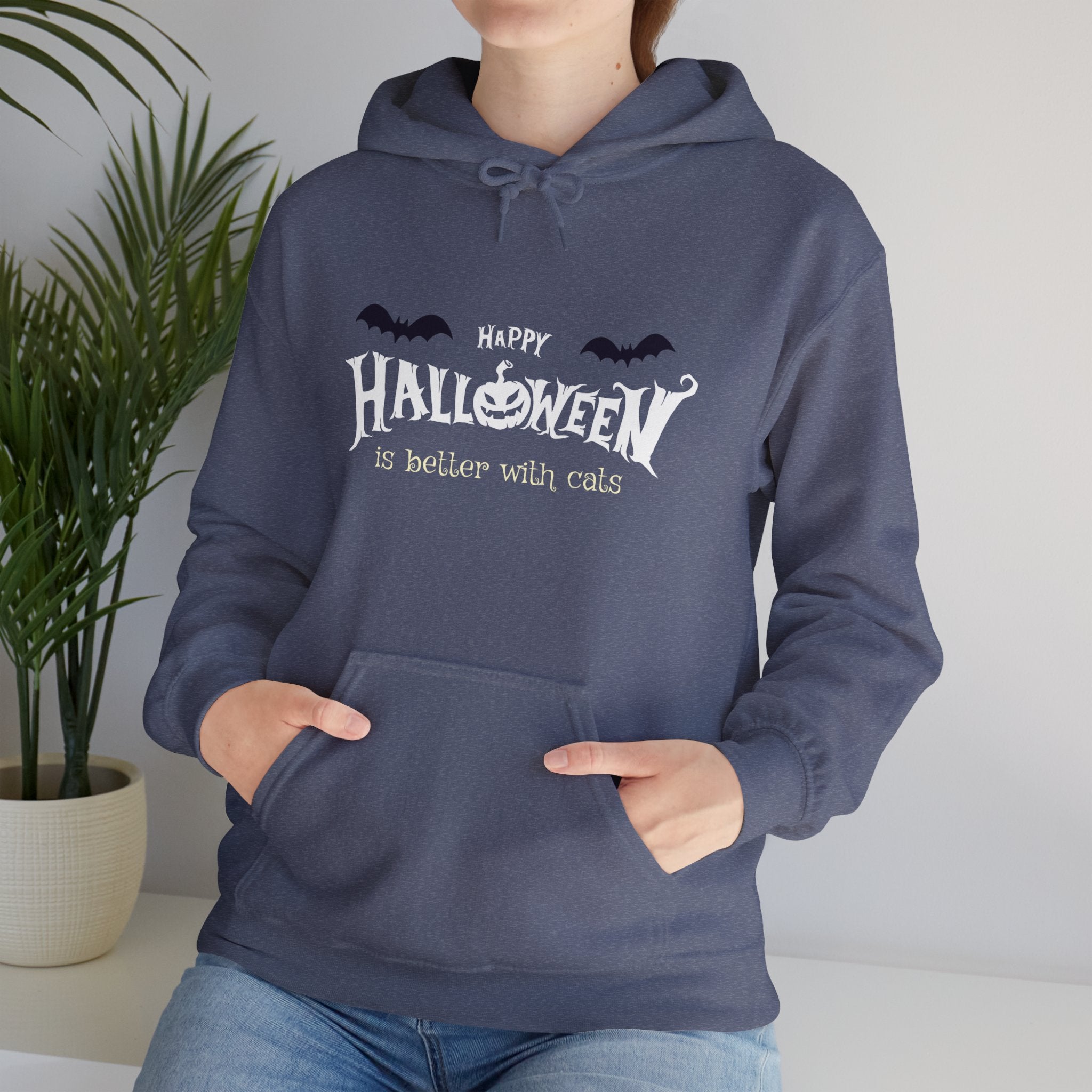 Halloween with Witch's Cats | Unisex Heavy Blend Hooded Sweatshirt