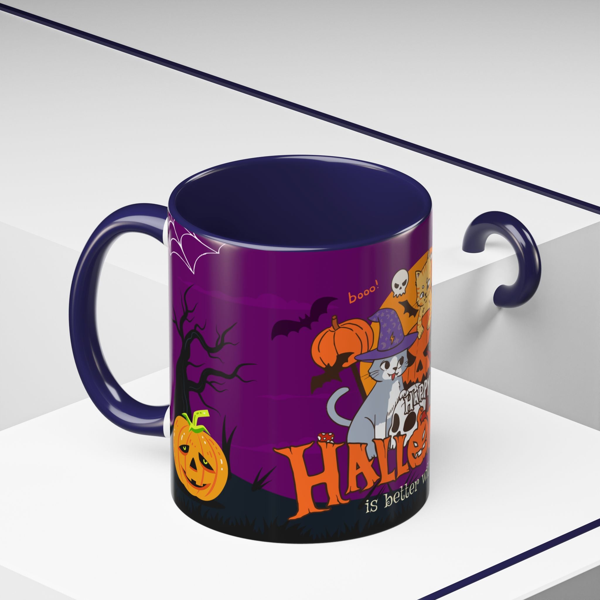 Happpy Halloween is better with Cats | Accent Coffee Mug