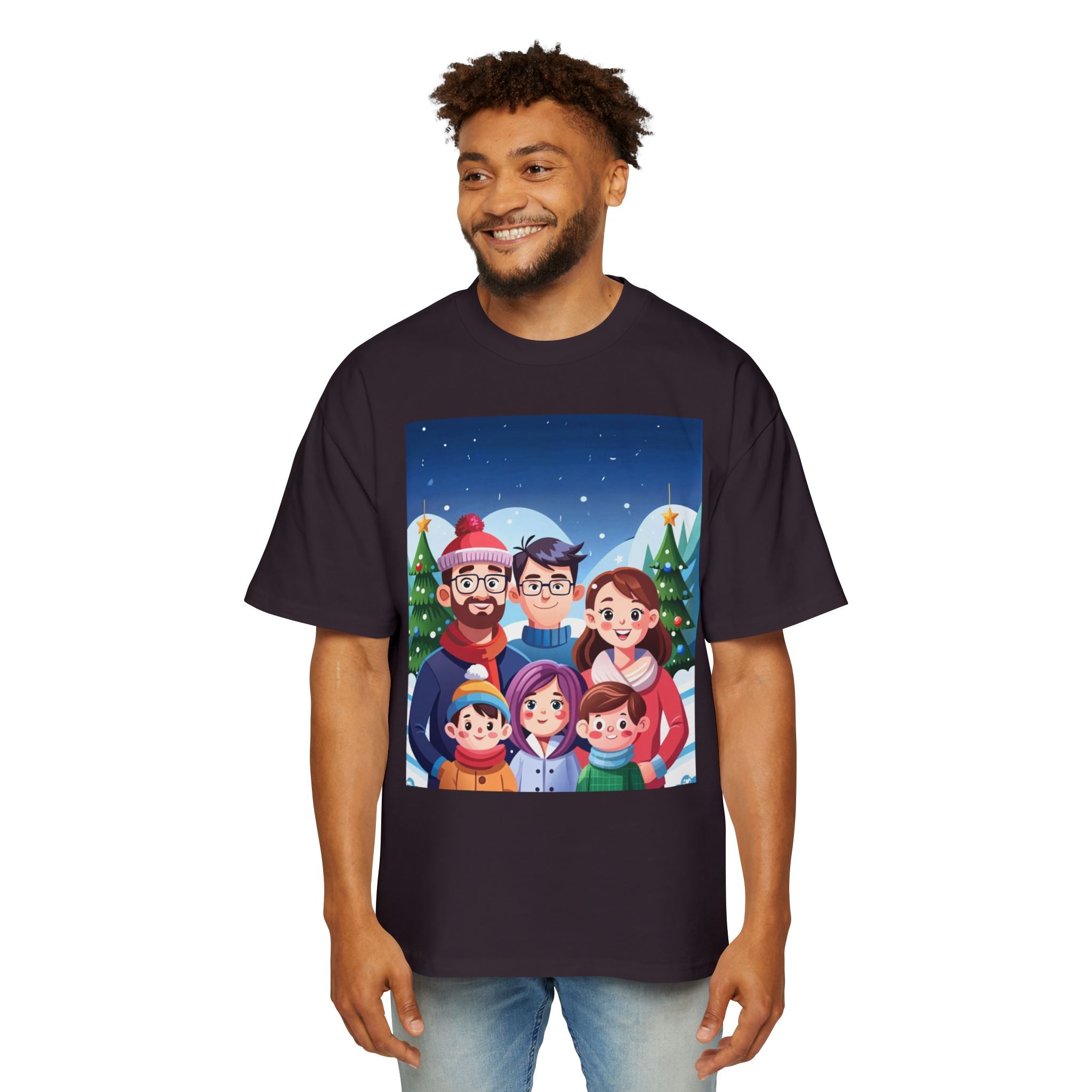 Happy Christmas with Family | Men's Heavy Oversized Tee
