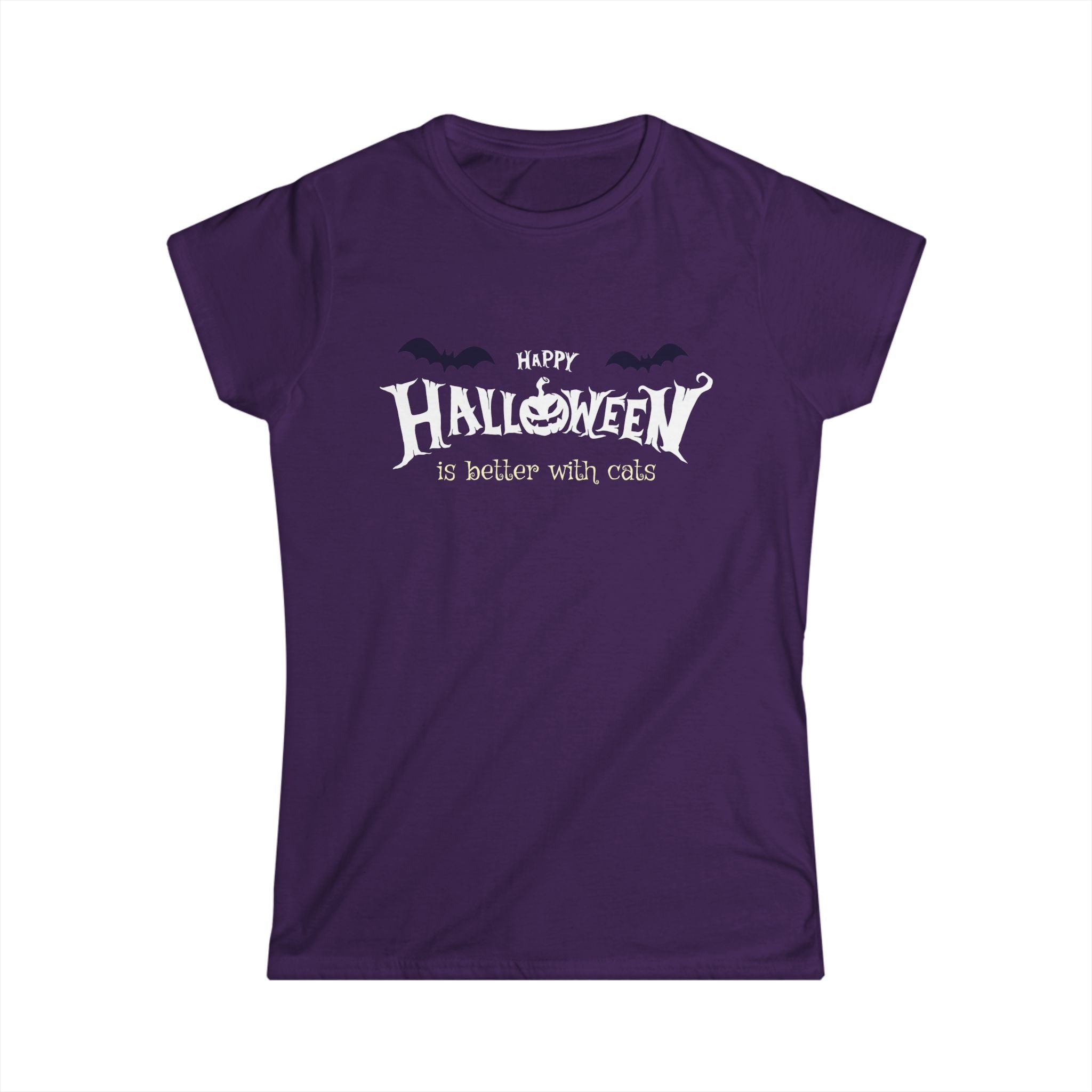 Halloween with Witch's Cats | Women's Softstyle Tee