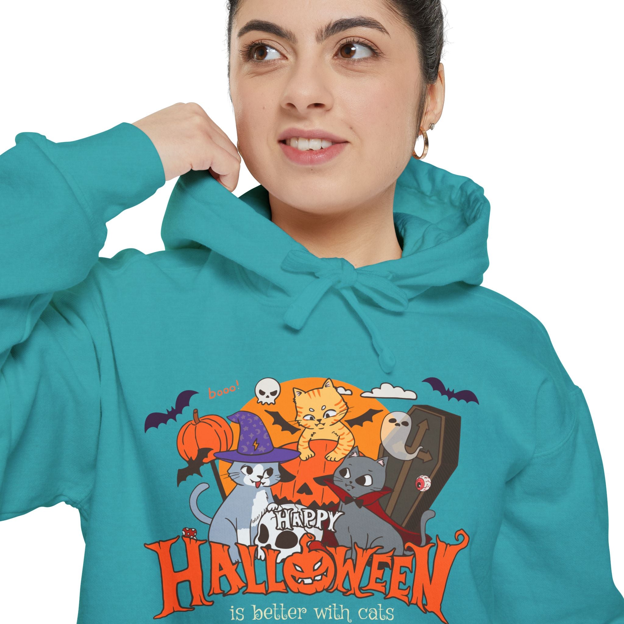 Halloween is Better with Cats | Unisex Garment-Dyed Hoodie