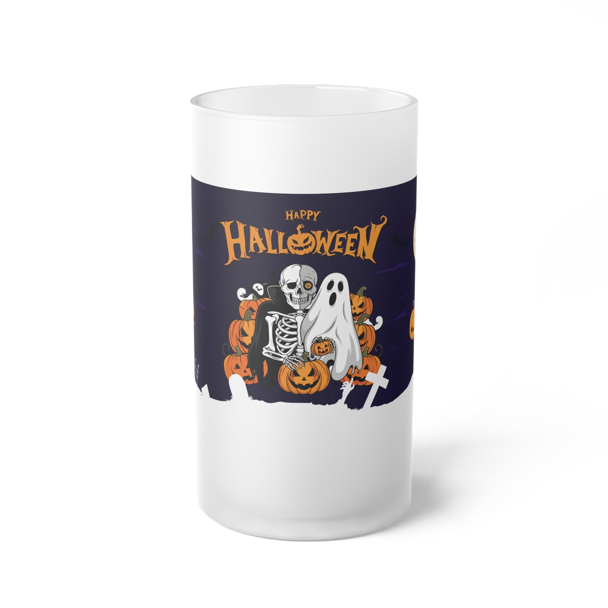Halloween is Better with Skeleton | Frosted Glass Beer Mug