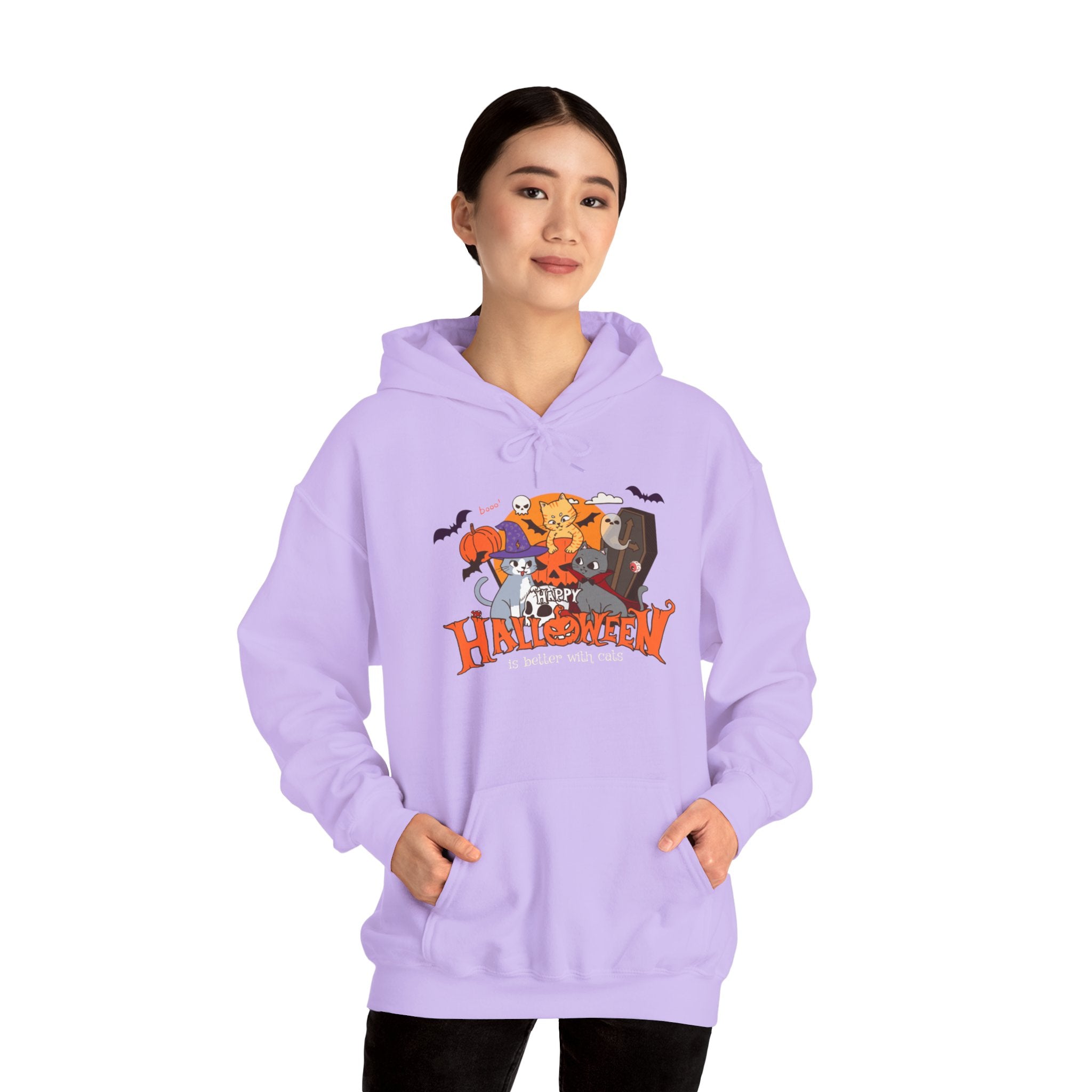 Halloween is Better with Cats | Unisex Heavy Blend Hooded Sweatshirt