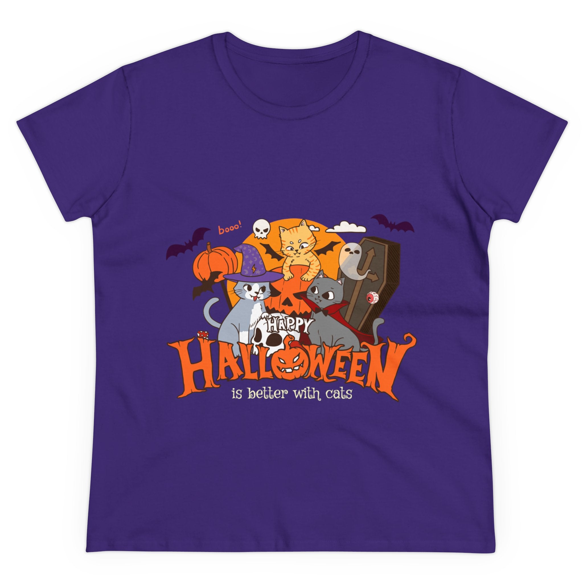 Halloween is Better with Cats | Women's Midweight Cotton Tee