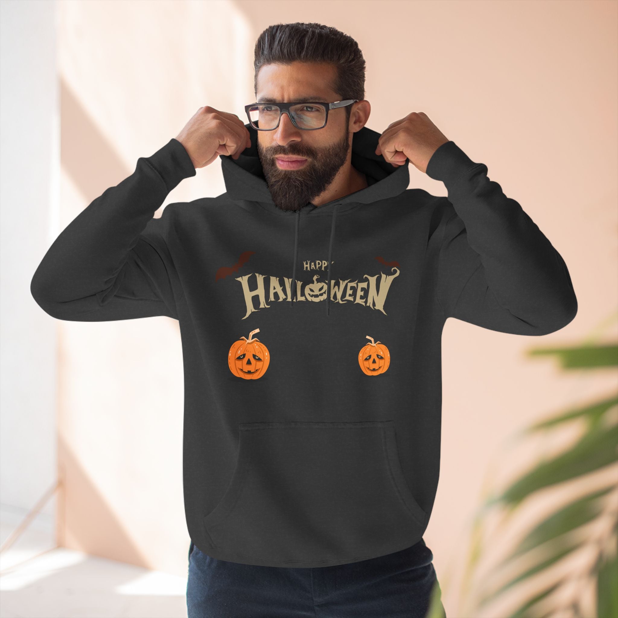Halloween with Pumpkins | Three-Panel Fleece Hoodie