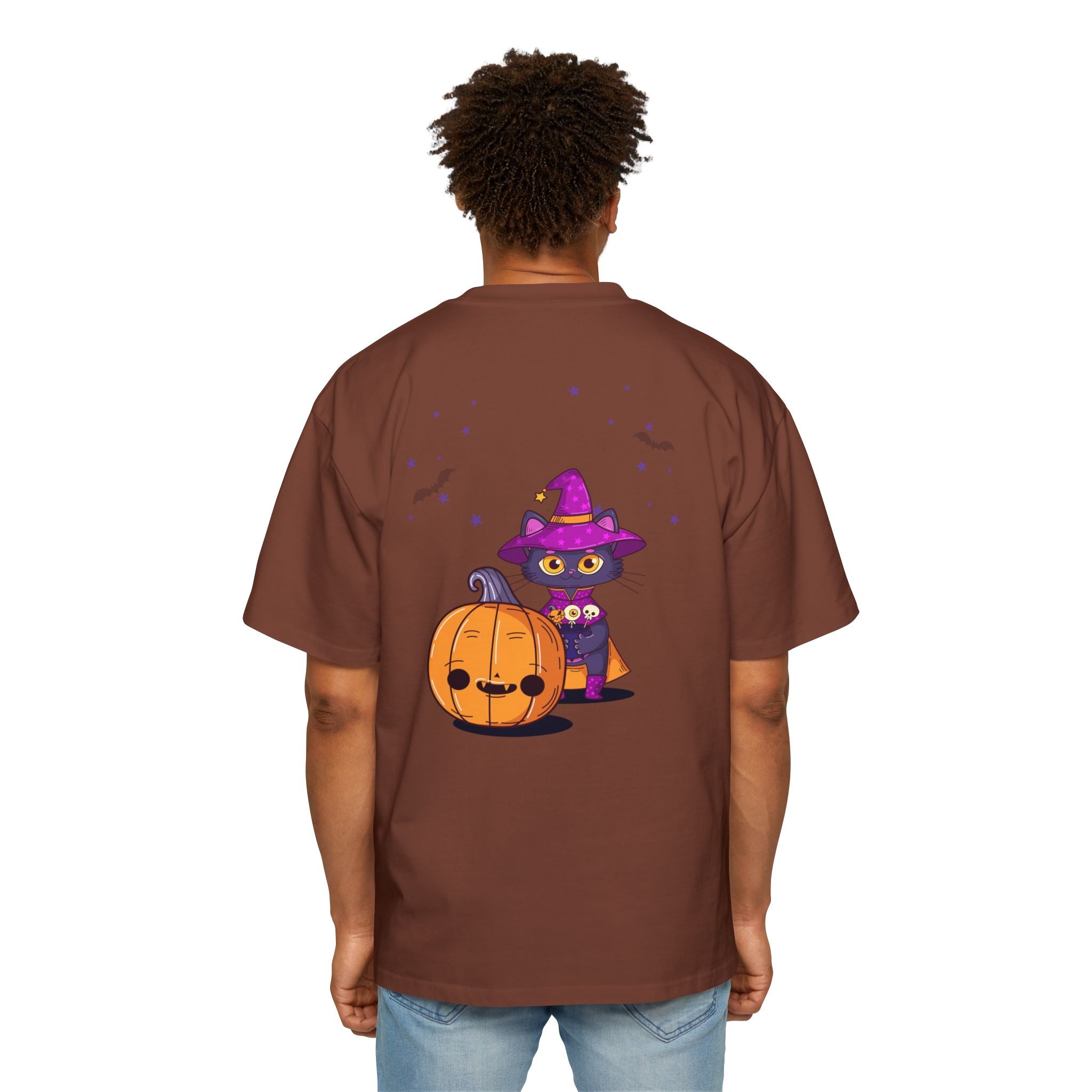 Halloween with Witch's Cats | Men's Heavy Oversized Tee