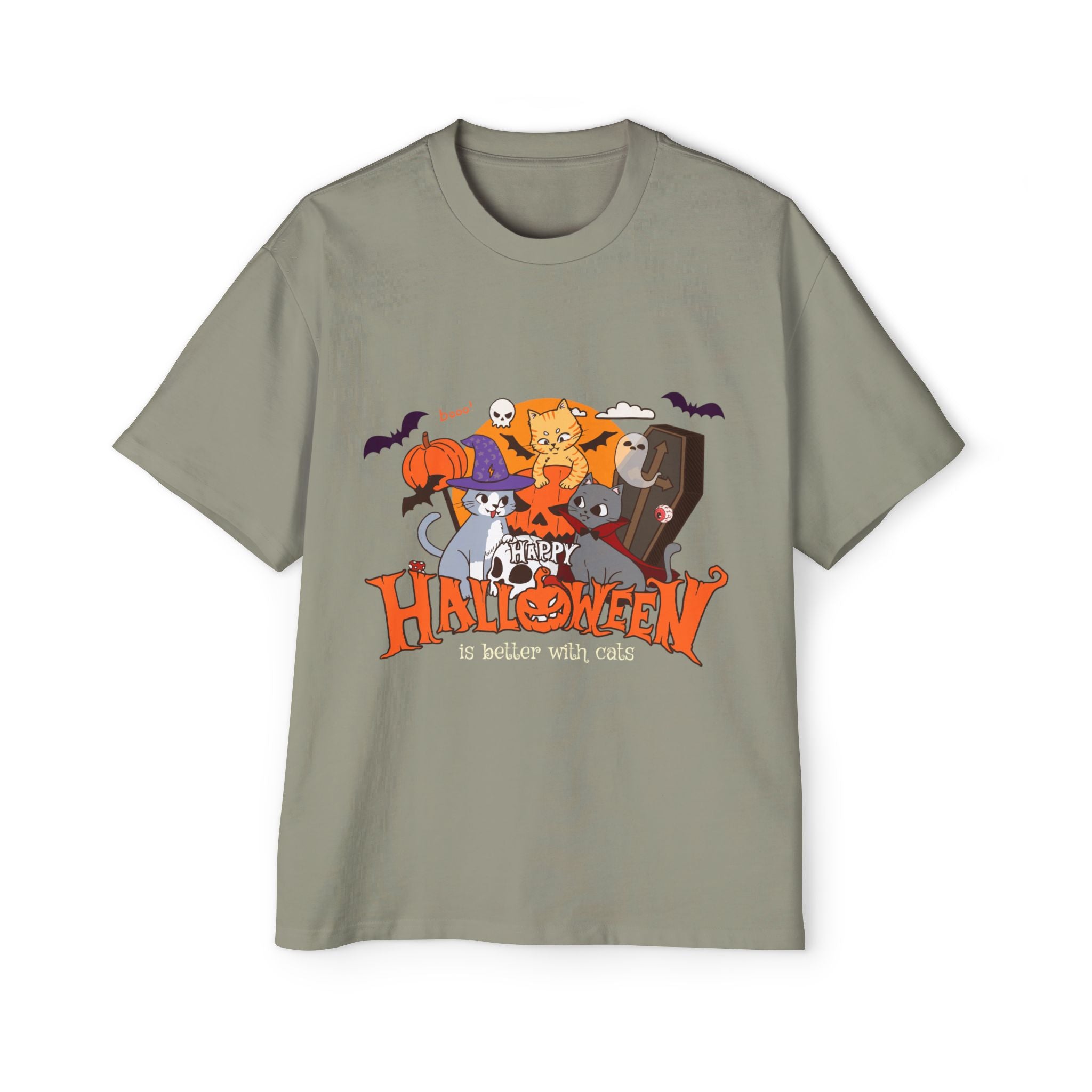 Halloween is Better with Cats | Men's Heavy Oversized Tee