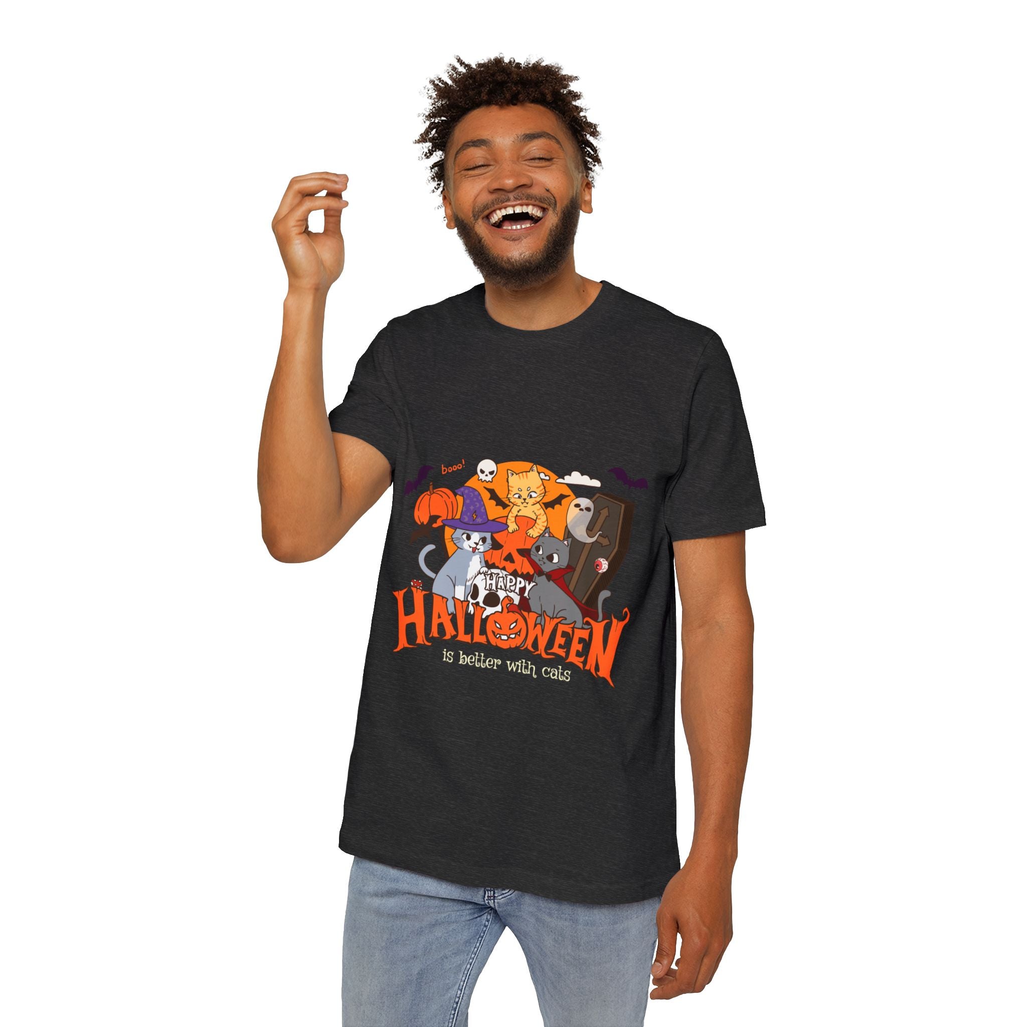 Halloween is Better with Cats | USA-Made Unisex Short-Sleeve Jersey T-Shirt