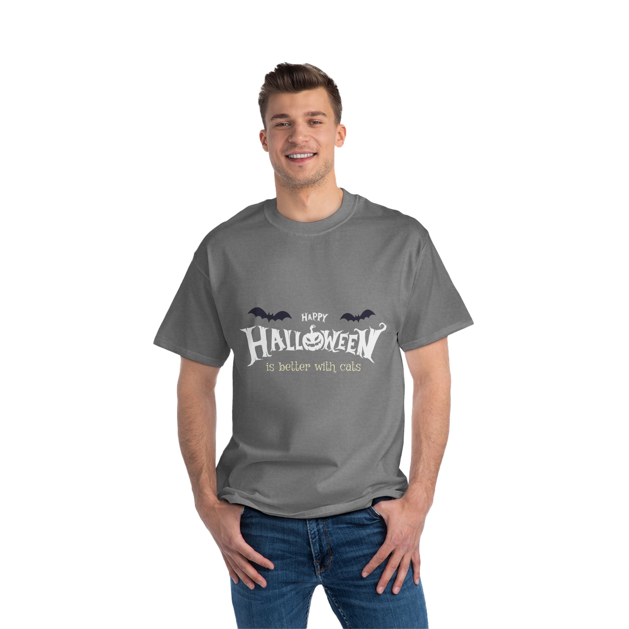 Halloween with Witch's Cats | Beefy-T®  Short-Sleeve T-Shirt