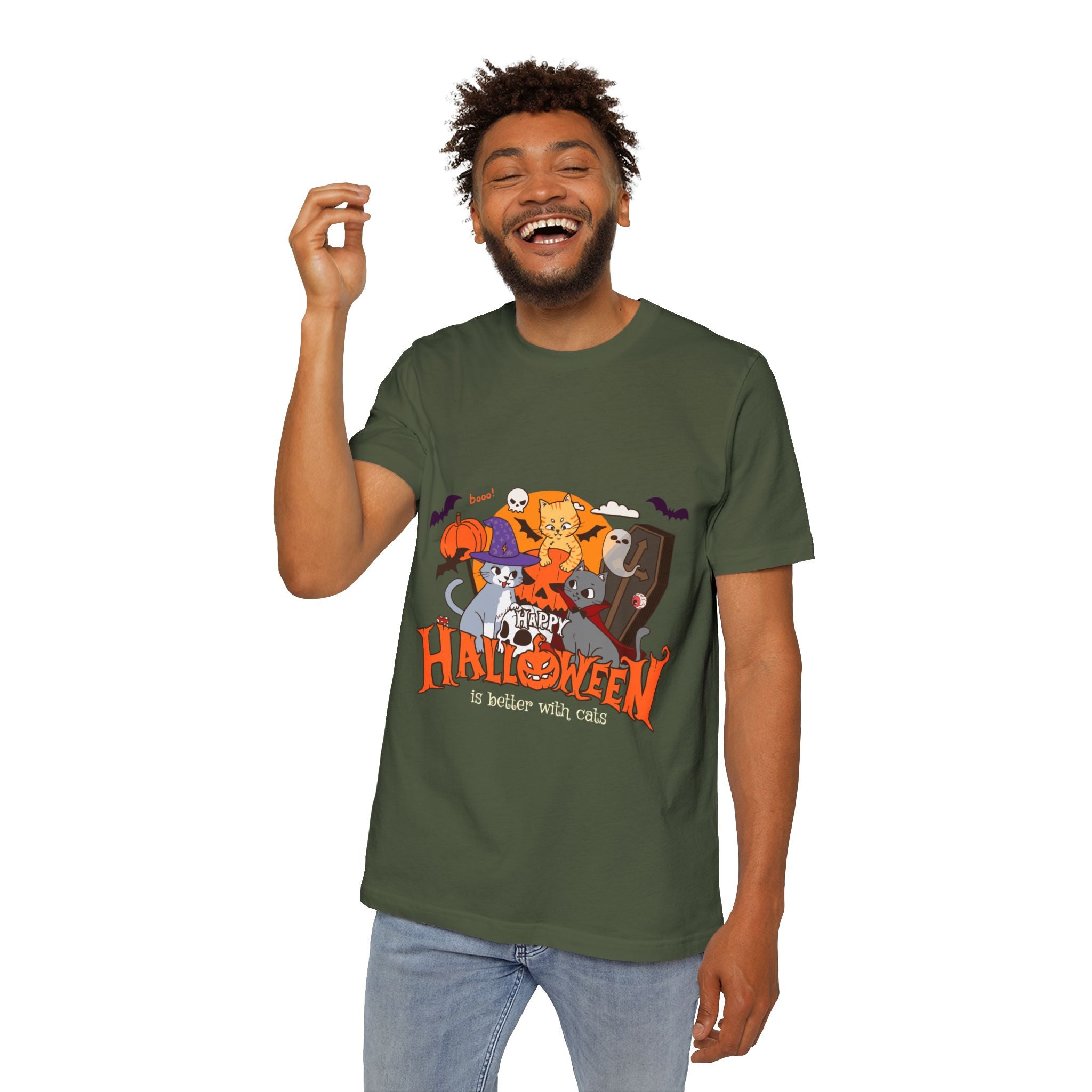 Halloween is Better with Cats | USA-Made Unisex Short-Sleeve Jersey T-Shirt
