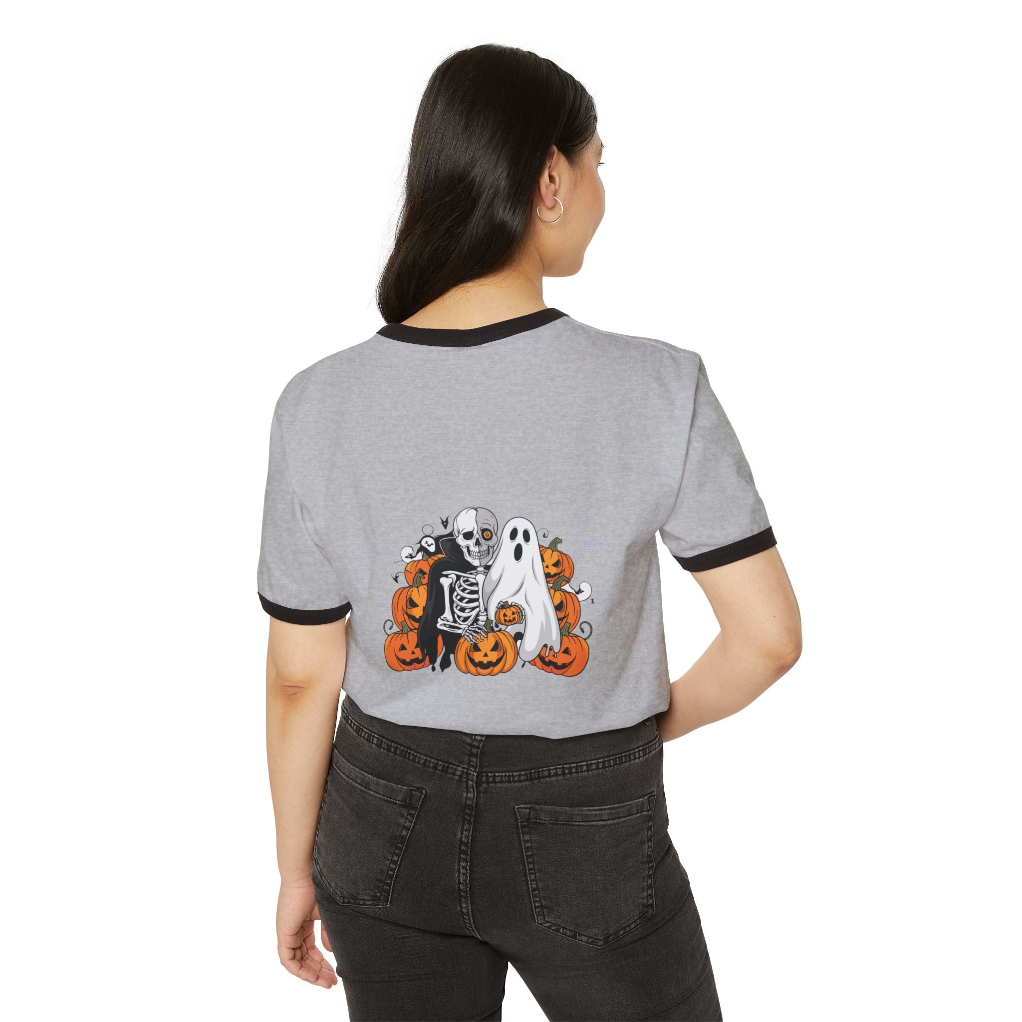 Halloween with Bats | Unisex Cotton Ringer T-Shirt