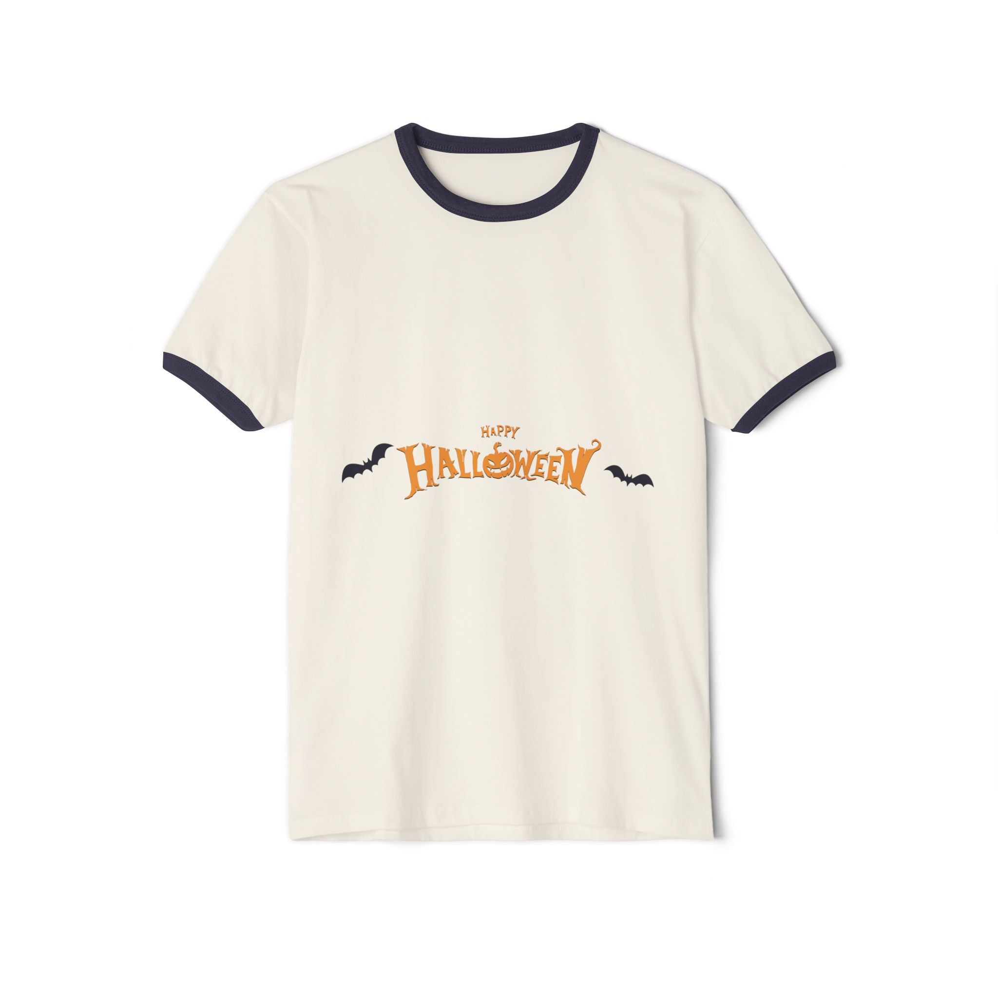 Halloween with Bats | Unisex Cotton Ringer T-Shirt