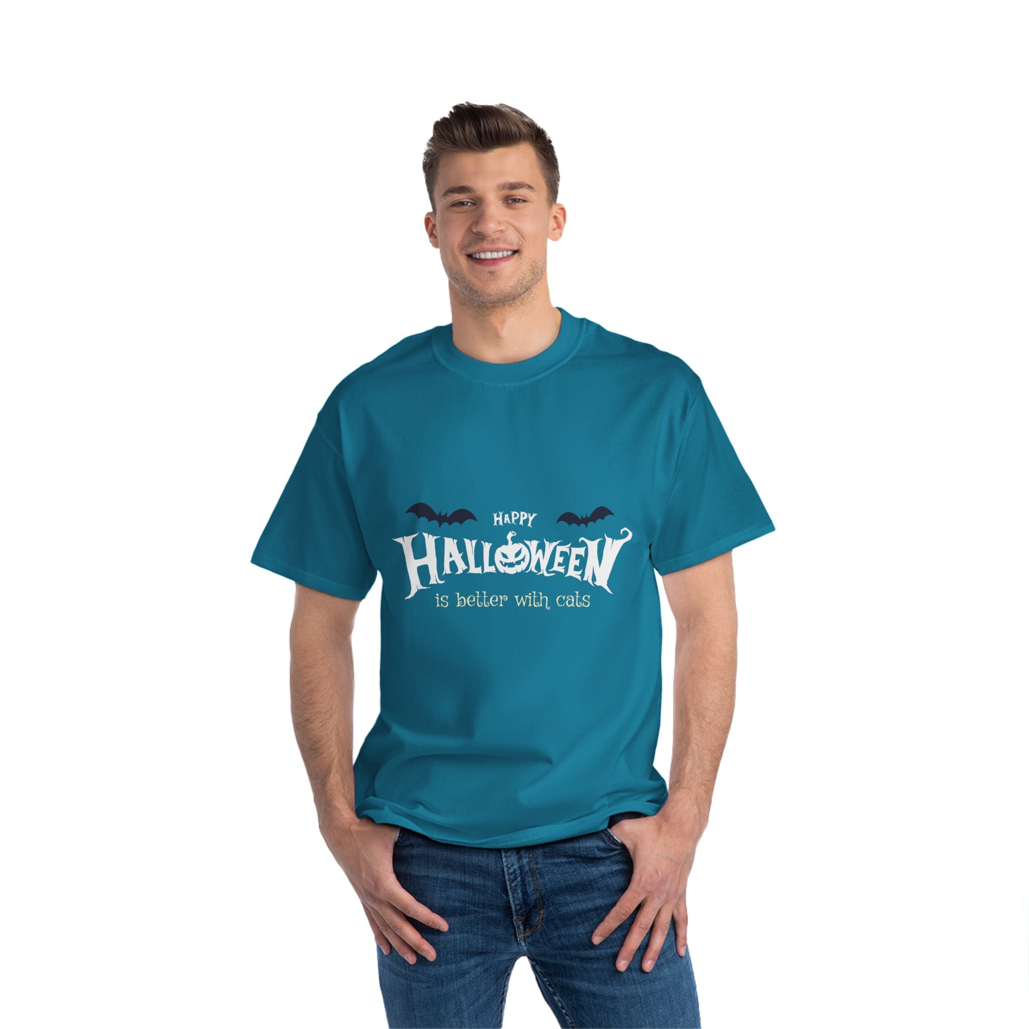 Halloween with Witch's Cats | Beefy-T®  Short-Sleeve T-Shirt