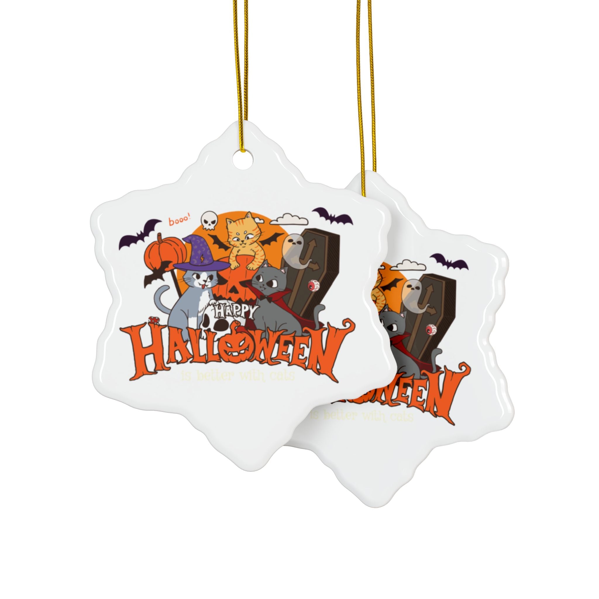 Halloween is Better with Cats | Ceramic Ornaments