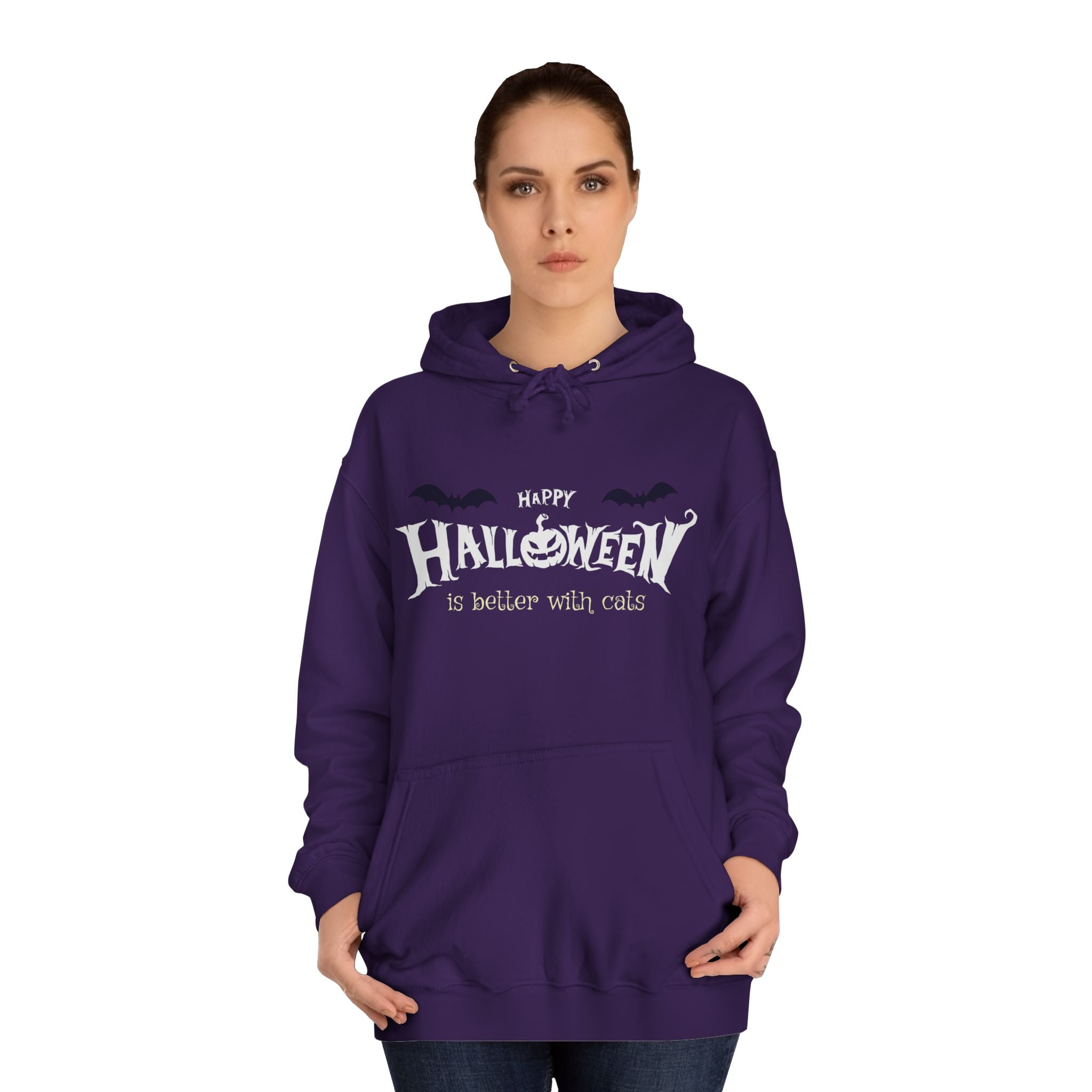 Halloween with Witch's Cats | Unisex College Hoodie