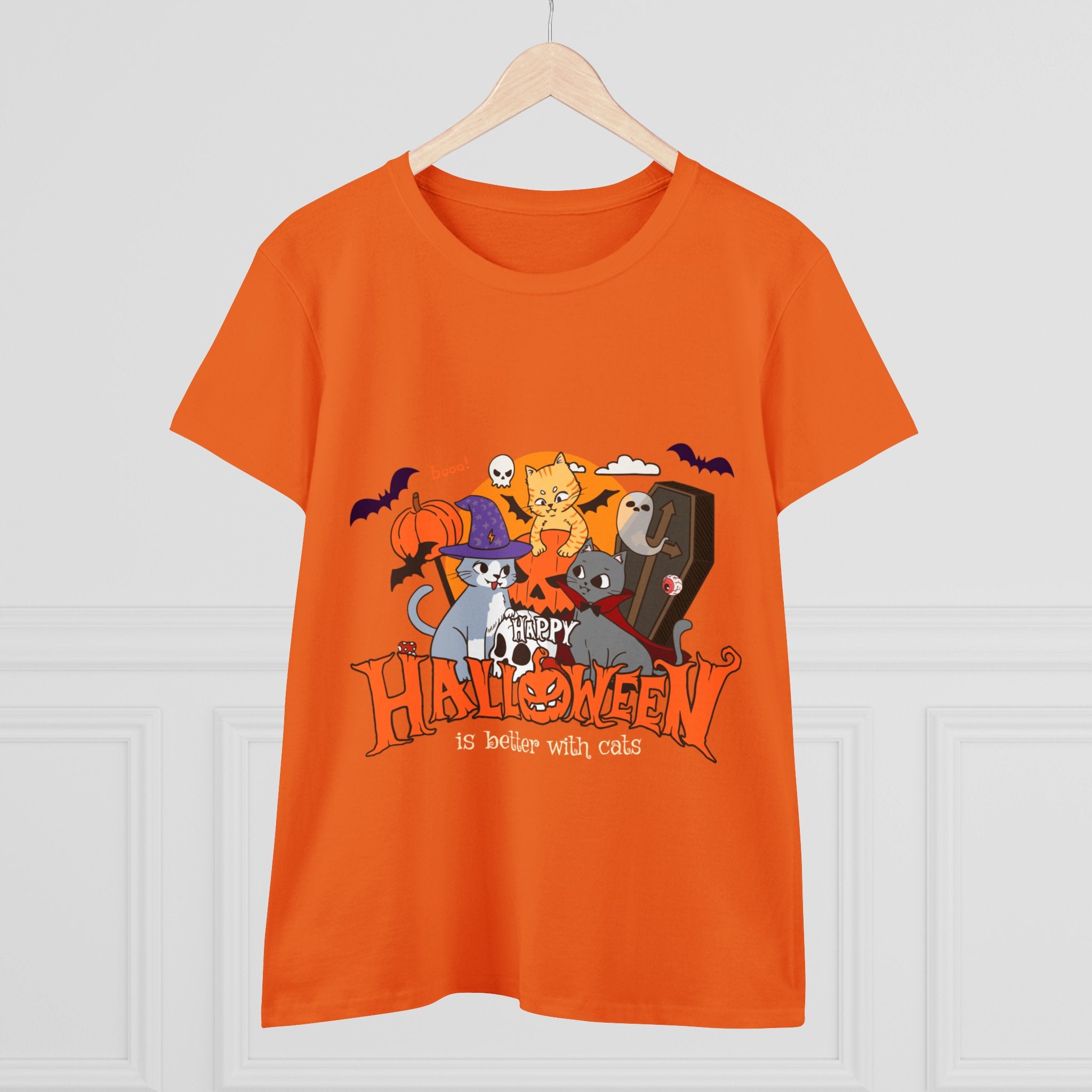 Halloween is Better with Cats | Women's Midweight Cotton Tee