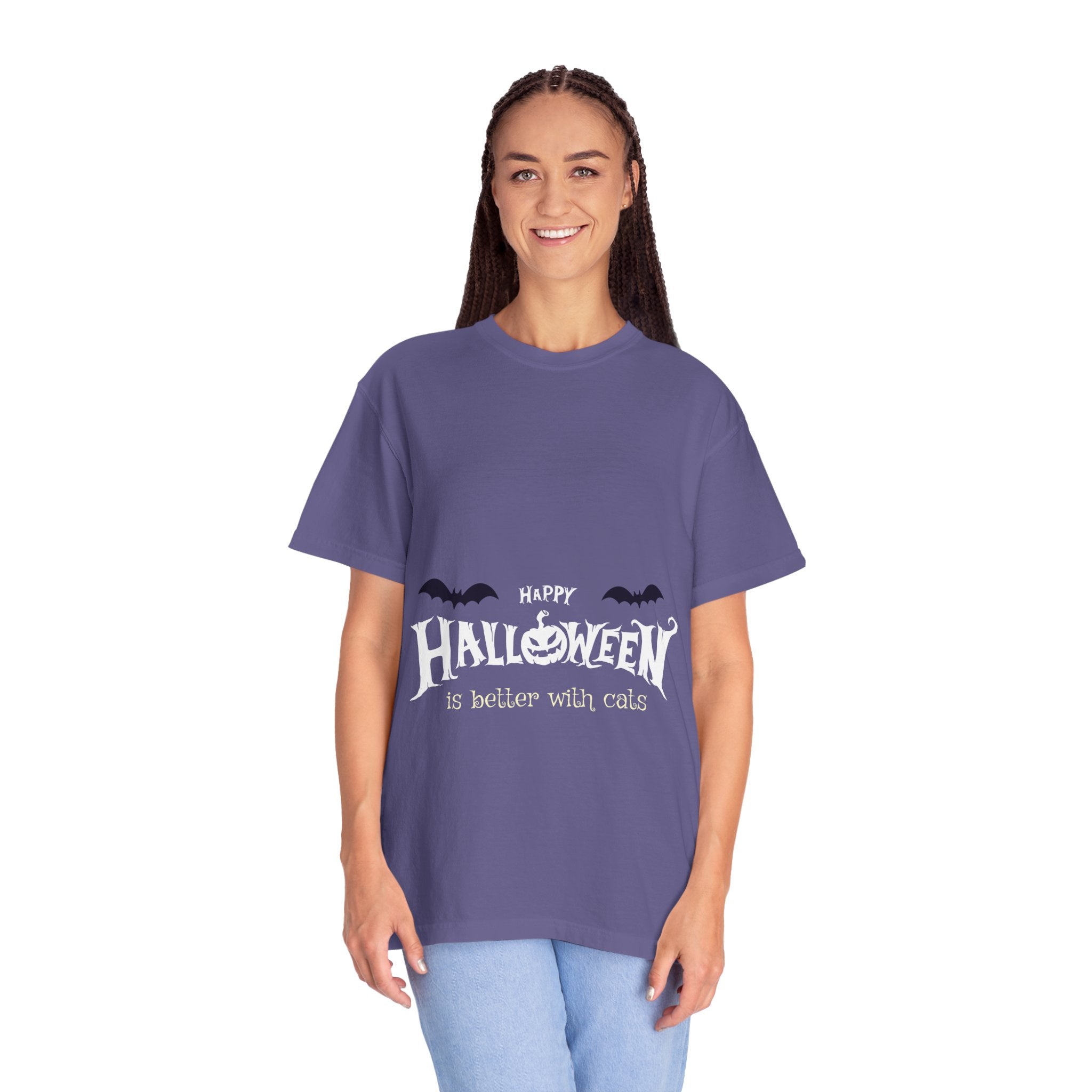 Halloween with Witch's Cats | Unisex Garment-Dyed T-shirt