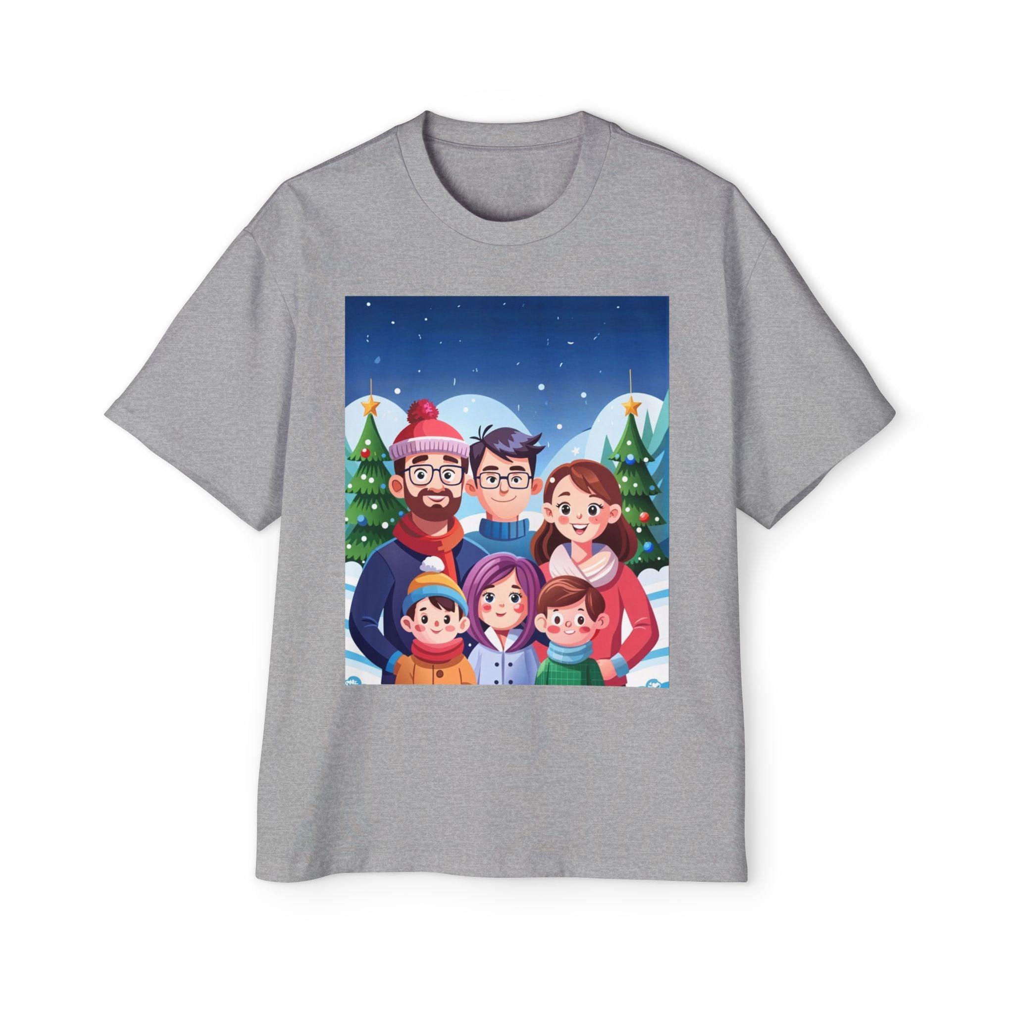 Happy Christmas with Family | Men's Heavy Oversized Tee