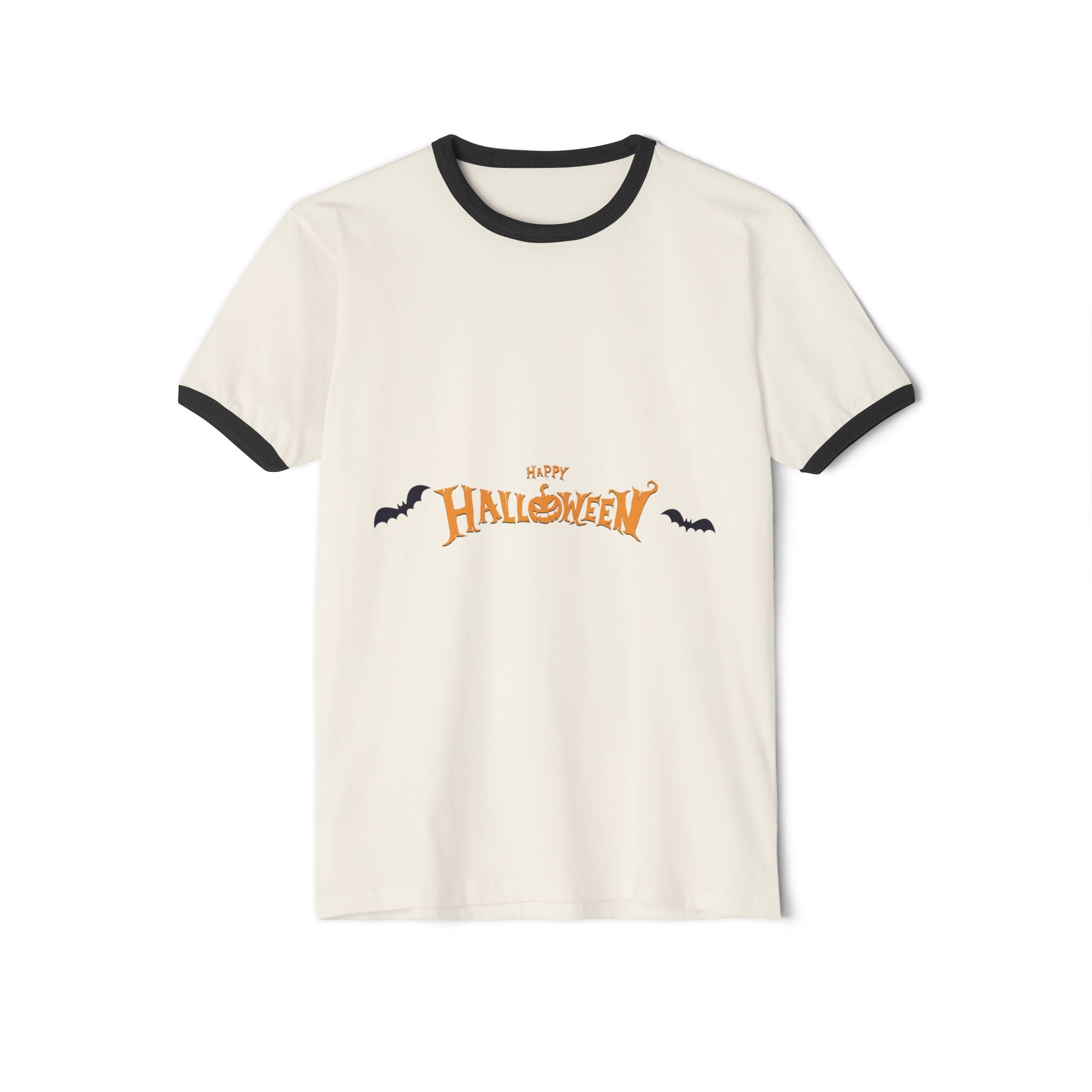Halloween with Bats | Unisex Cotton Ringer T-Shirt