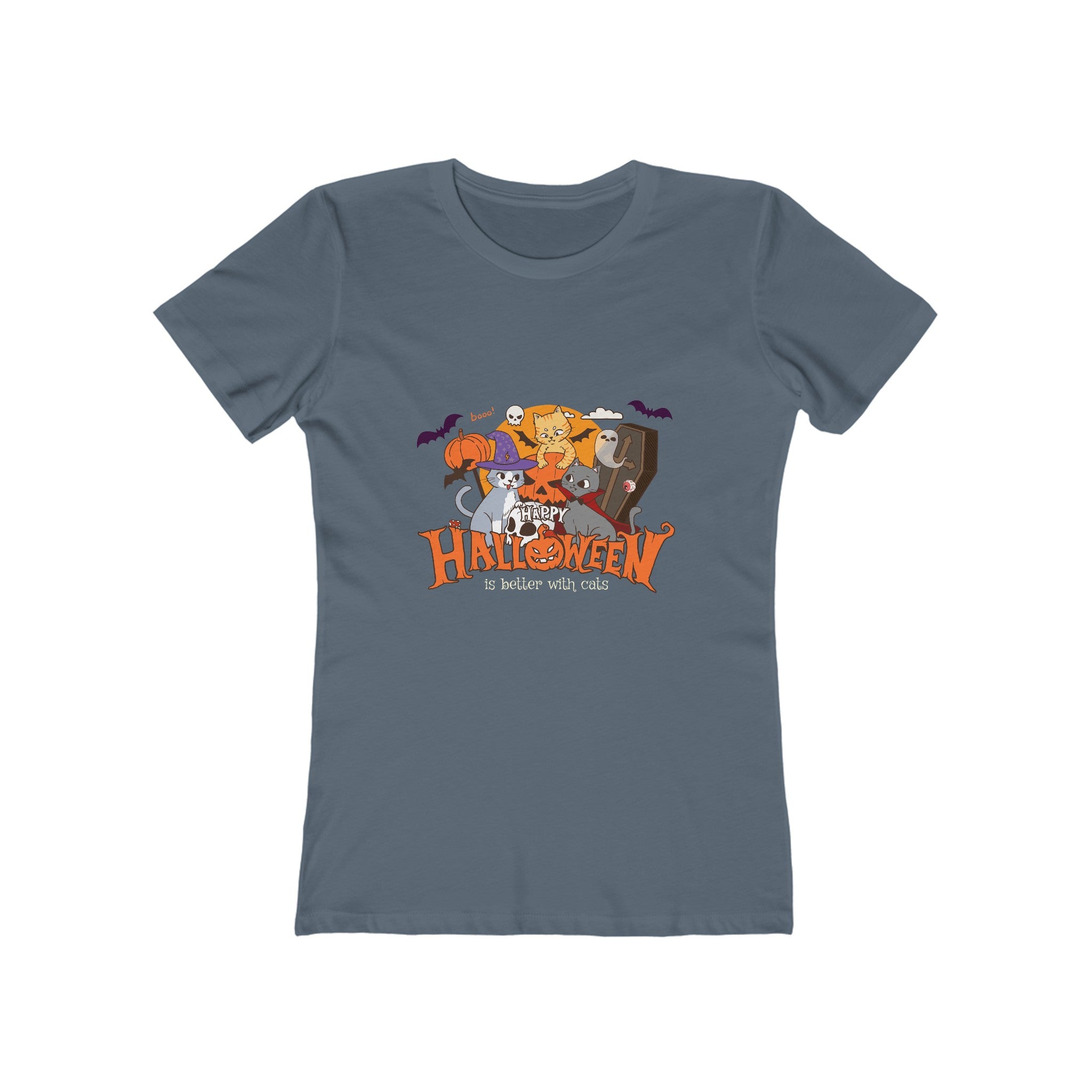 Halloween is Better with Cats | The Boyfriend Tee for Women
