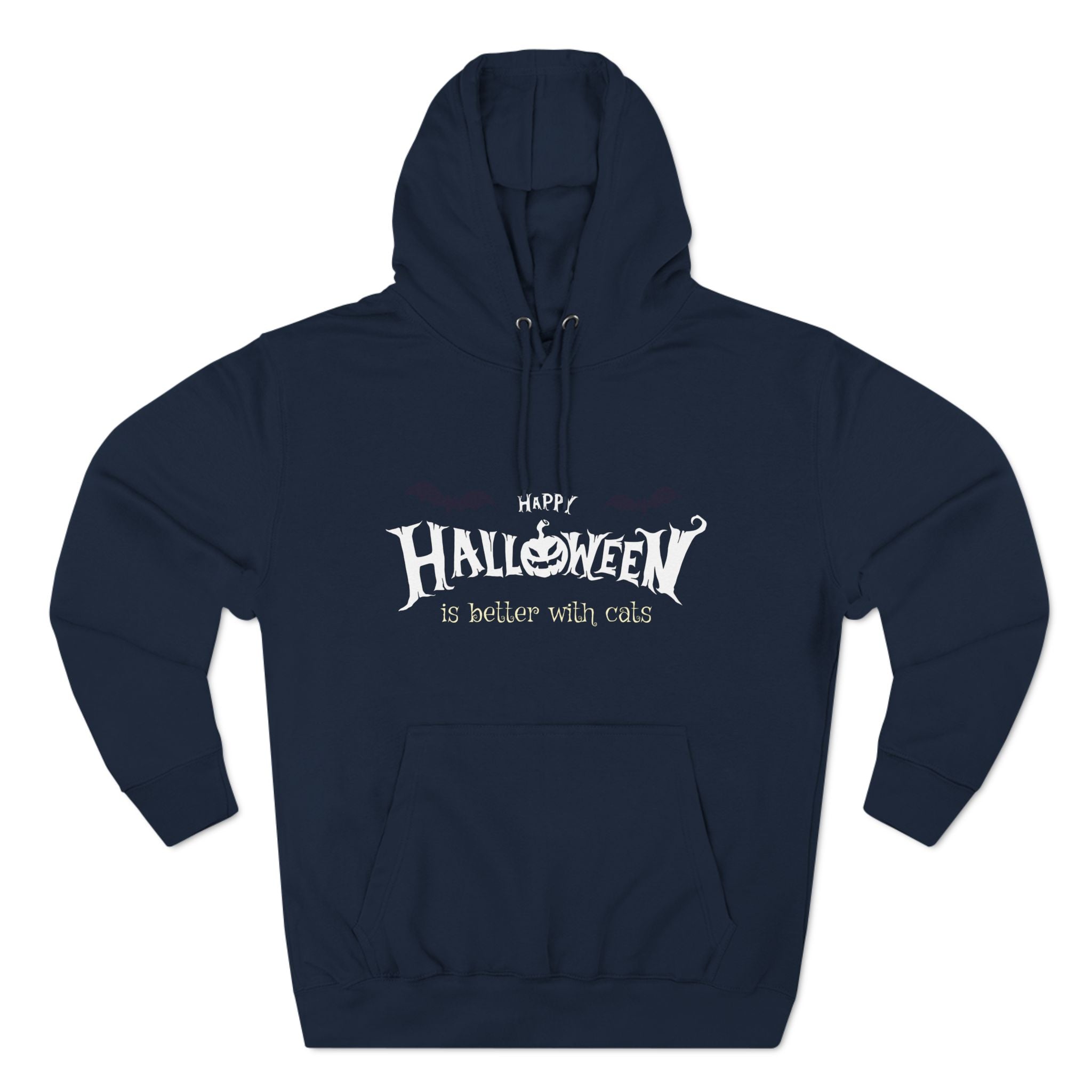 Halloween with Witch's Cats | Three-Panel Fleece Hoodie