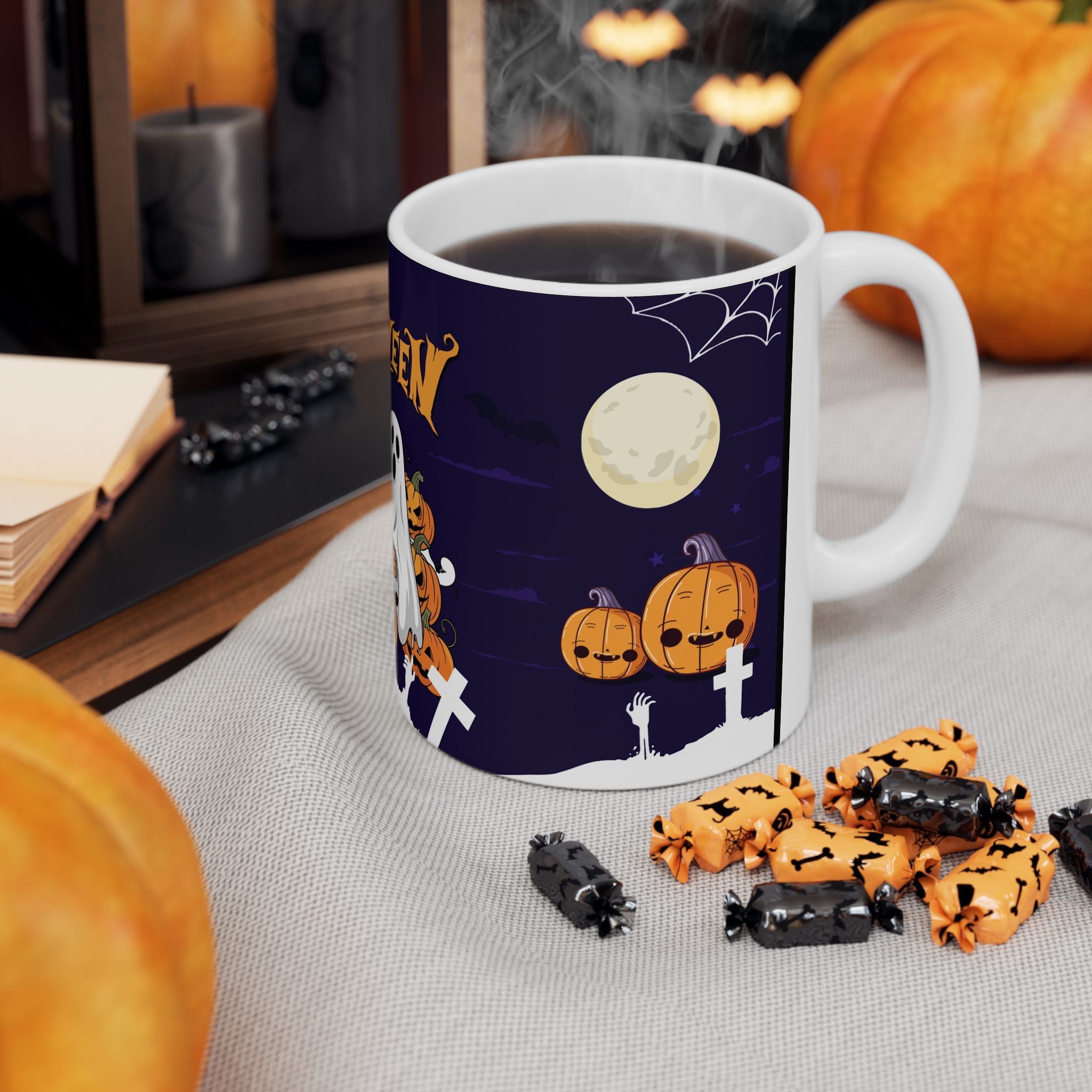 Happy Halloween with Skeleton | Ceramic Mug