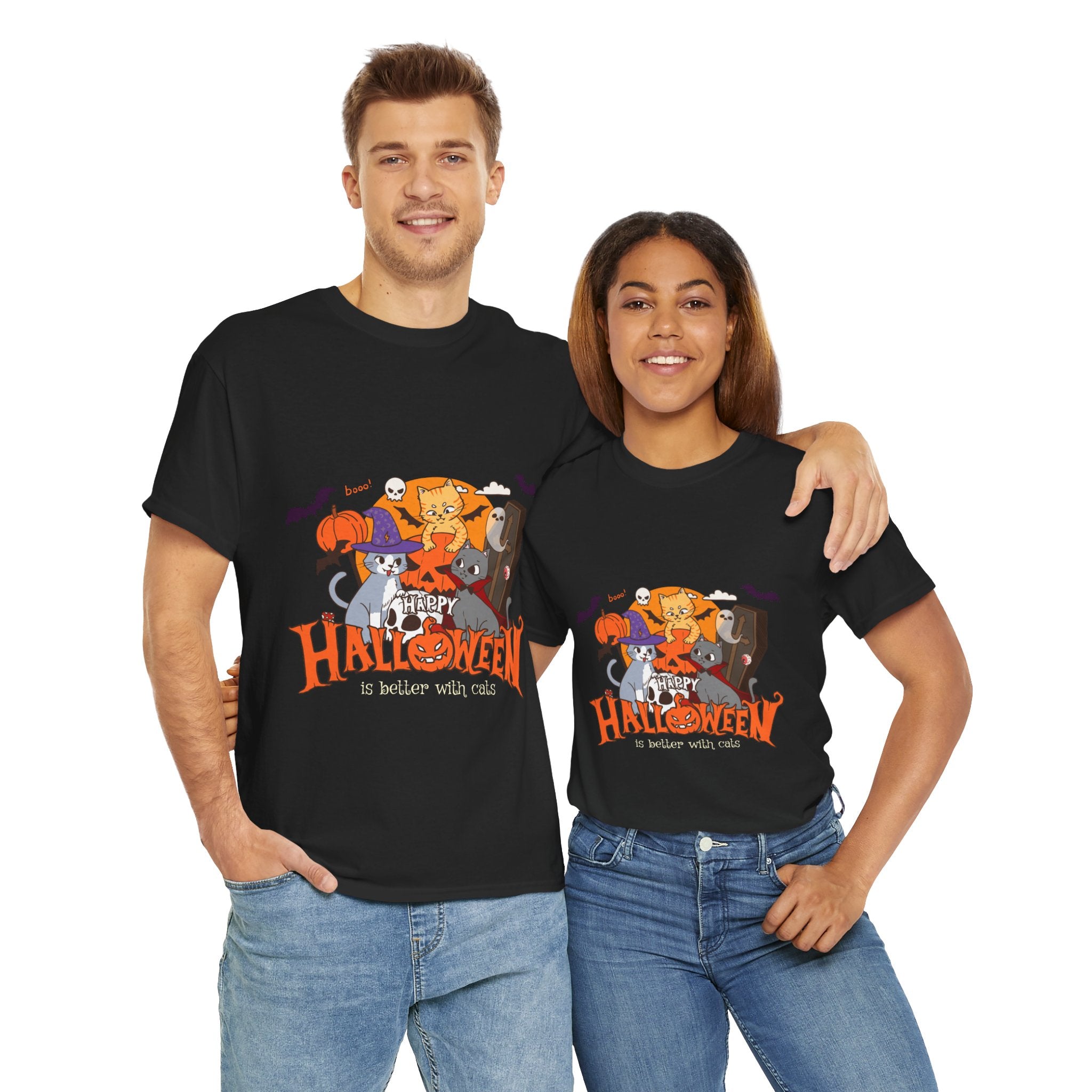Halloween is Better with Cats | Unisex Heavy Cotton Tee