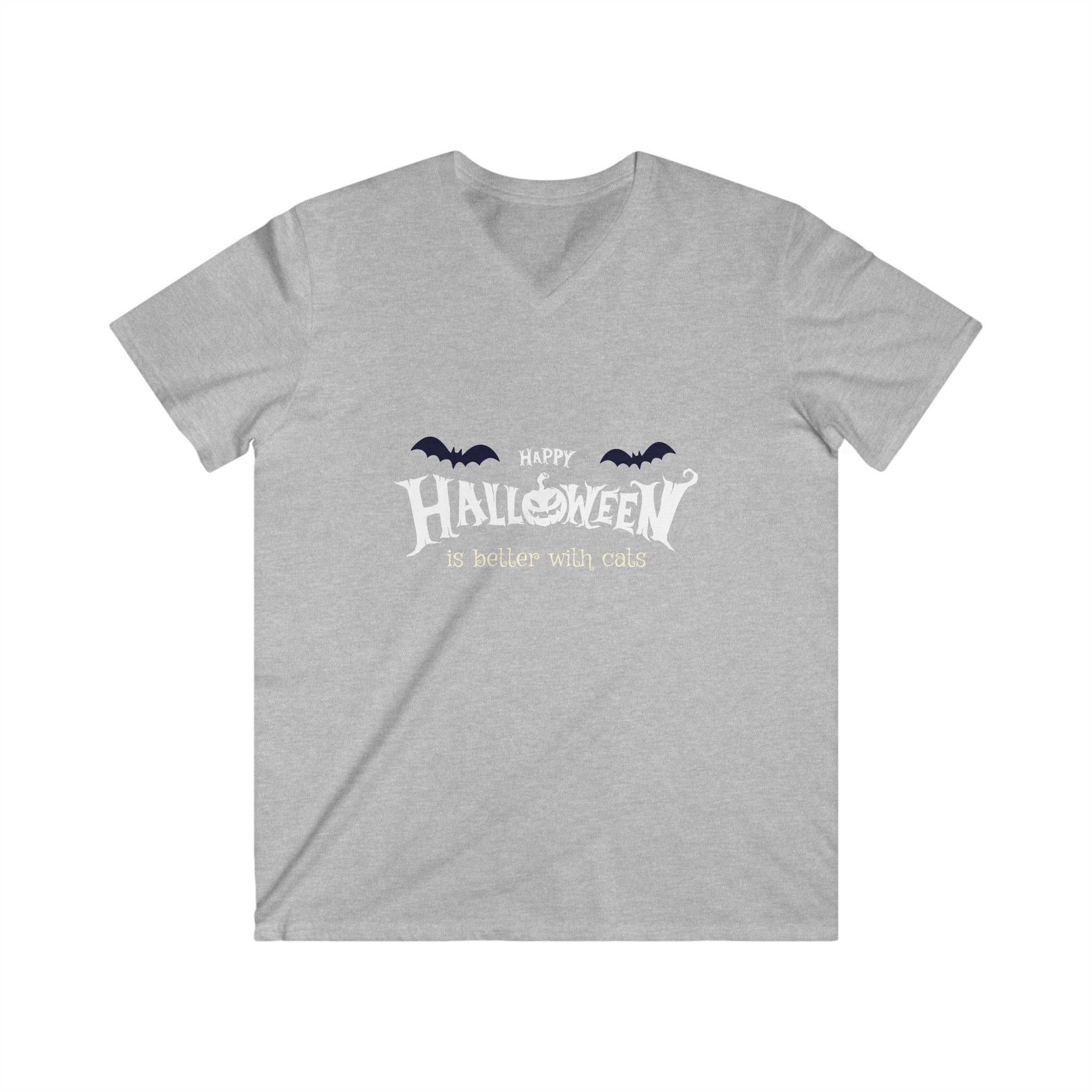 Halloween with Witch's Cats | Men's Fitted V-Neck Short Sleeve Tee