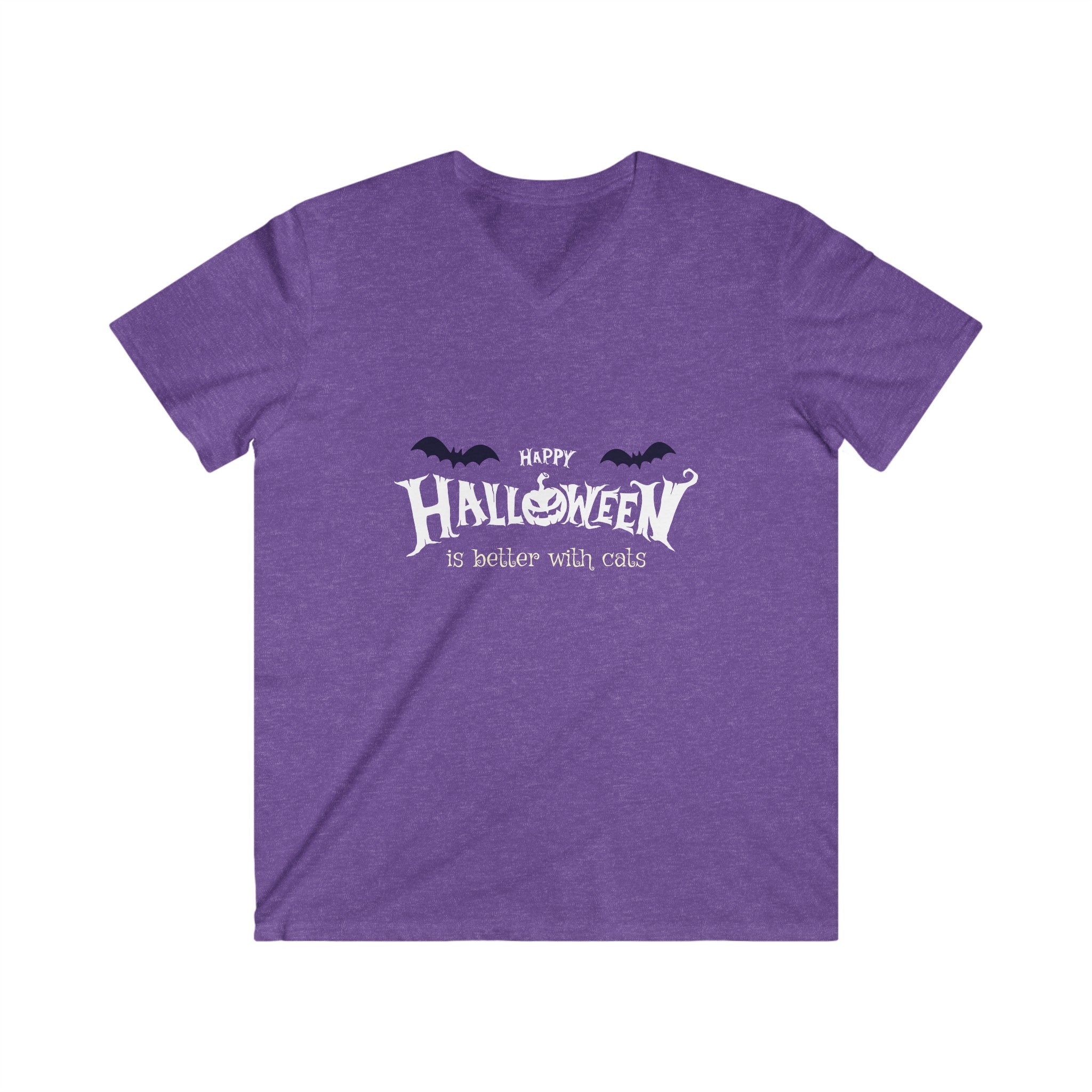 Halloween with Witch's Cats | Men's Fitted V-Neck Short Sleeve Tee