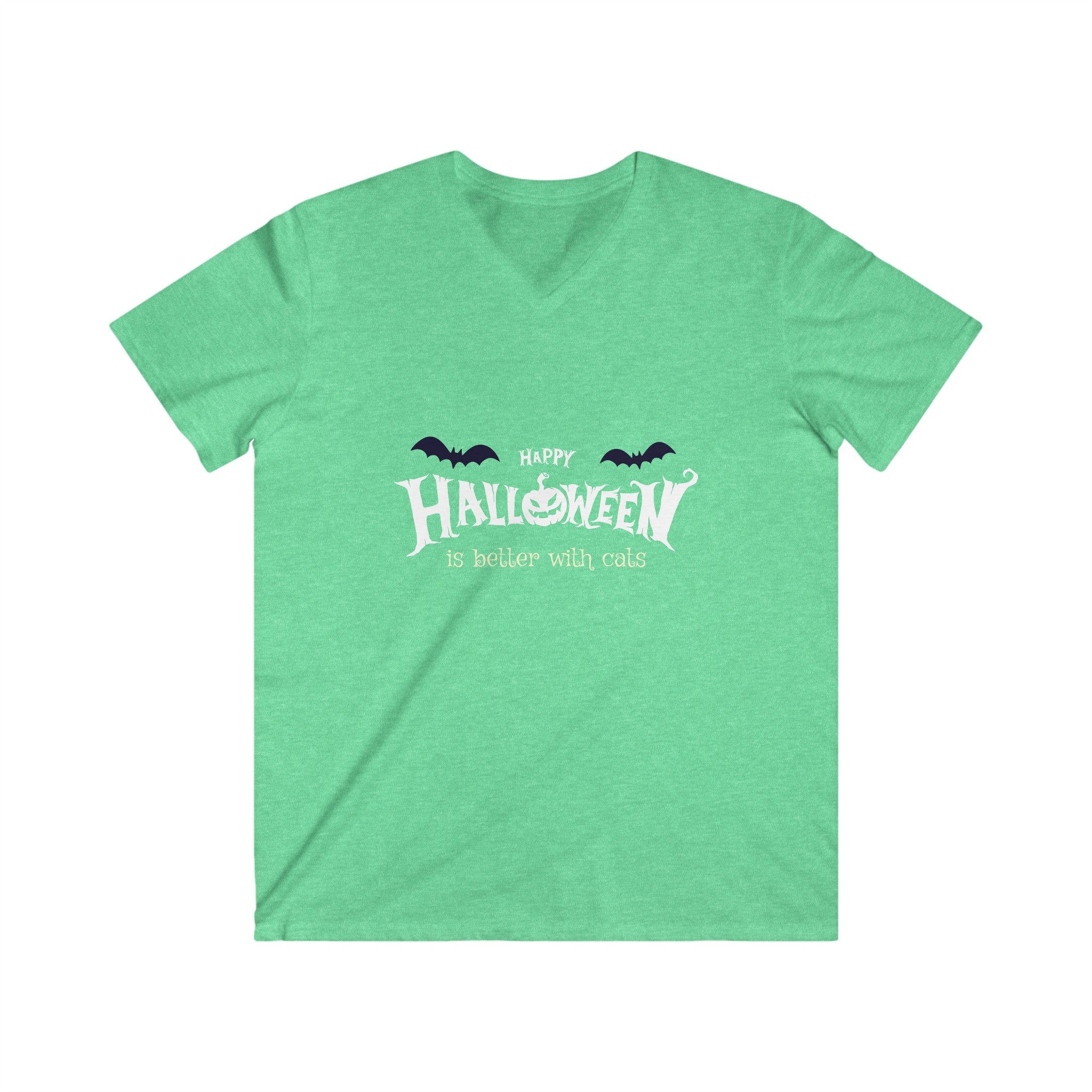 Halloween with Witch's Cats | Men's Fitted V-Neck Short Sleeve Tee