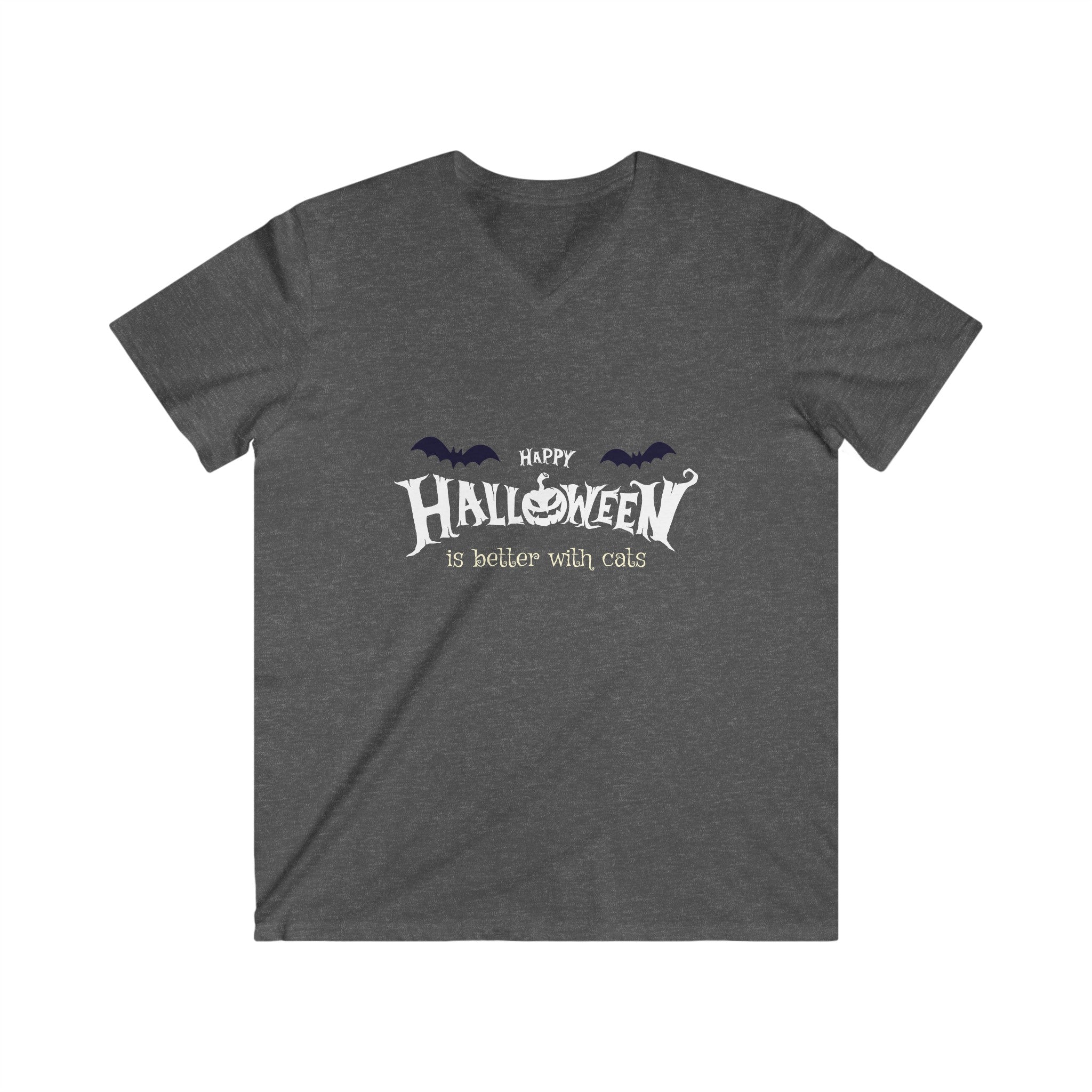 Halloween with Witch's Cats | Men's Fitted V-Neck Short Sleeve Tee