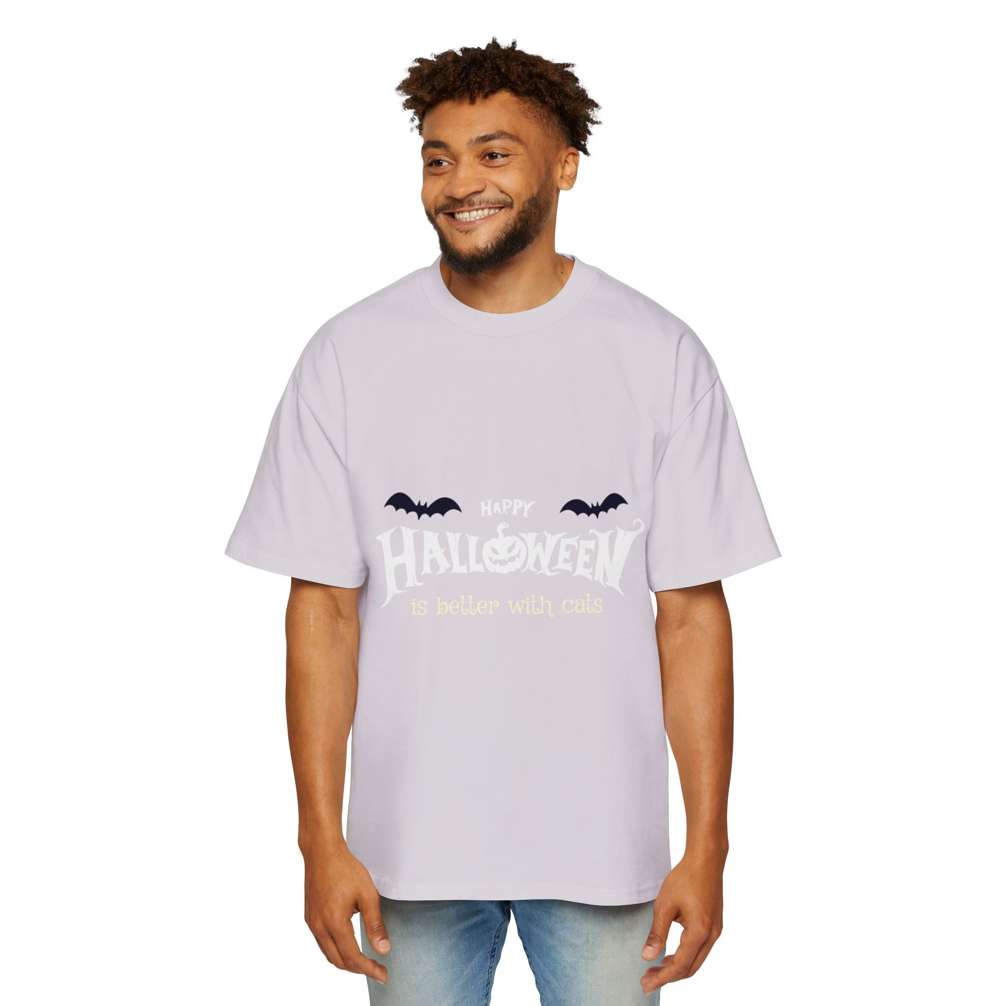 Halloween with Witch's Cats | Men's Heavy Oversized Tee