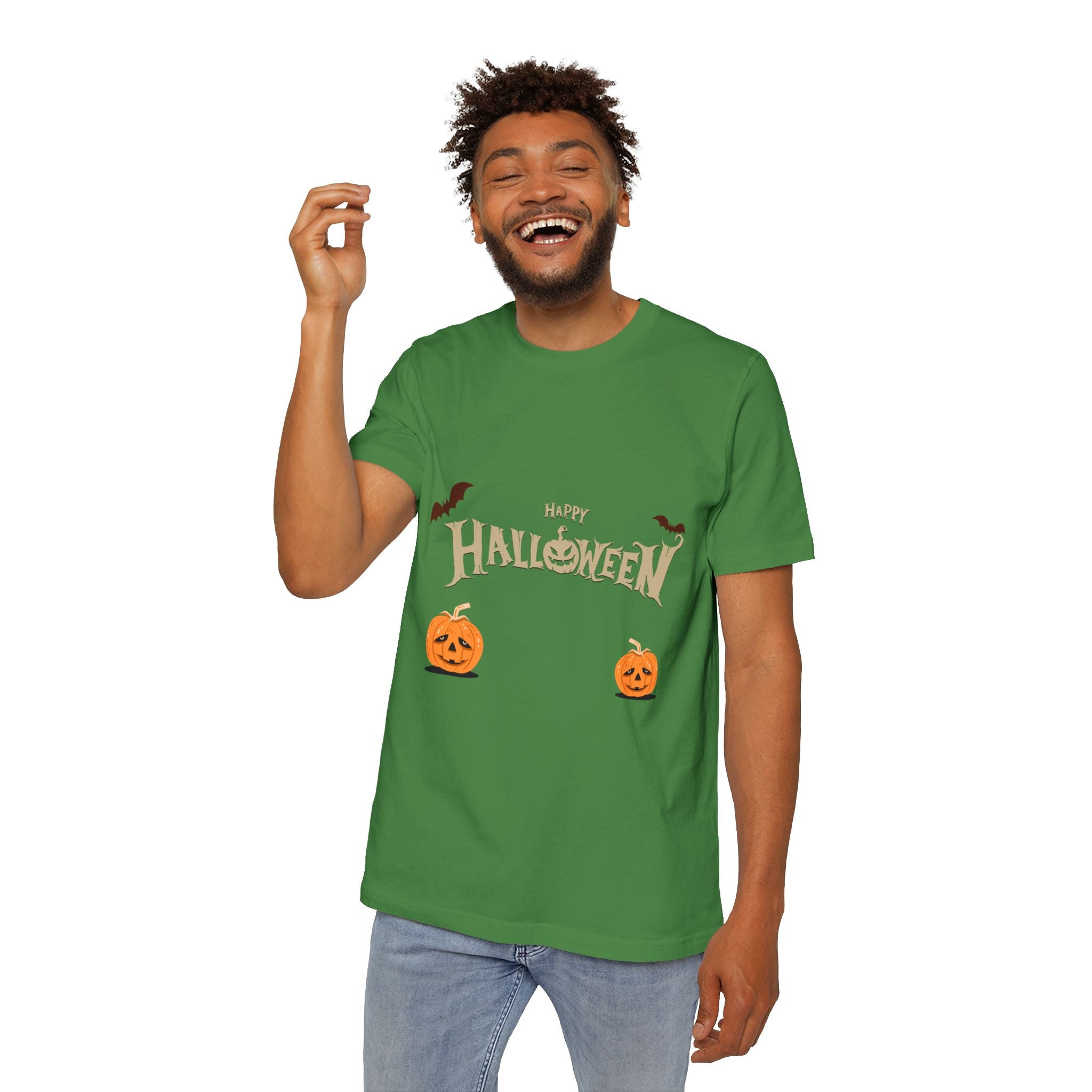 Halloween with Pumpkins | USA-Made Unisex Short-Sleeve Jersey T-Shirt