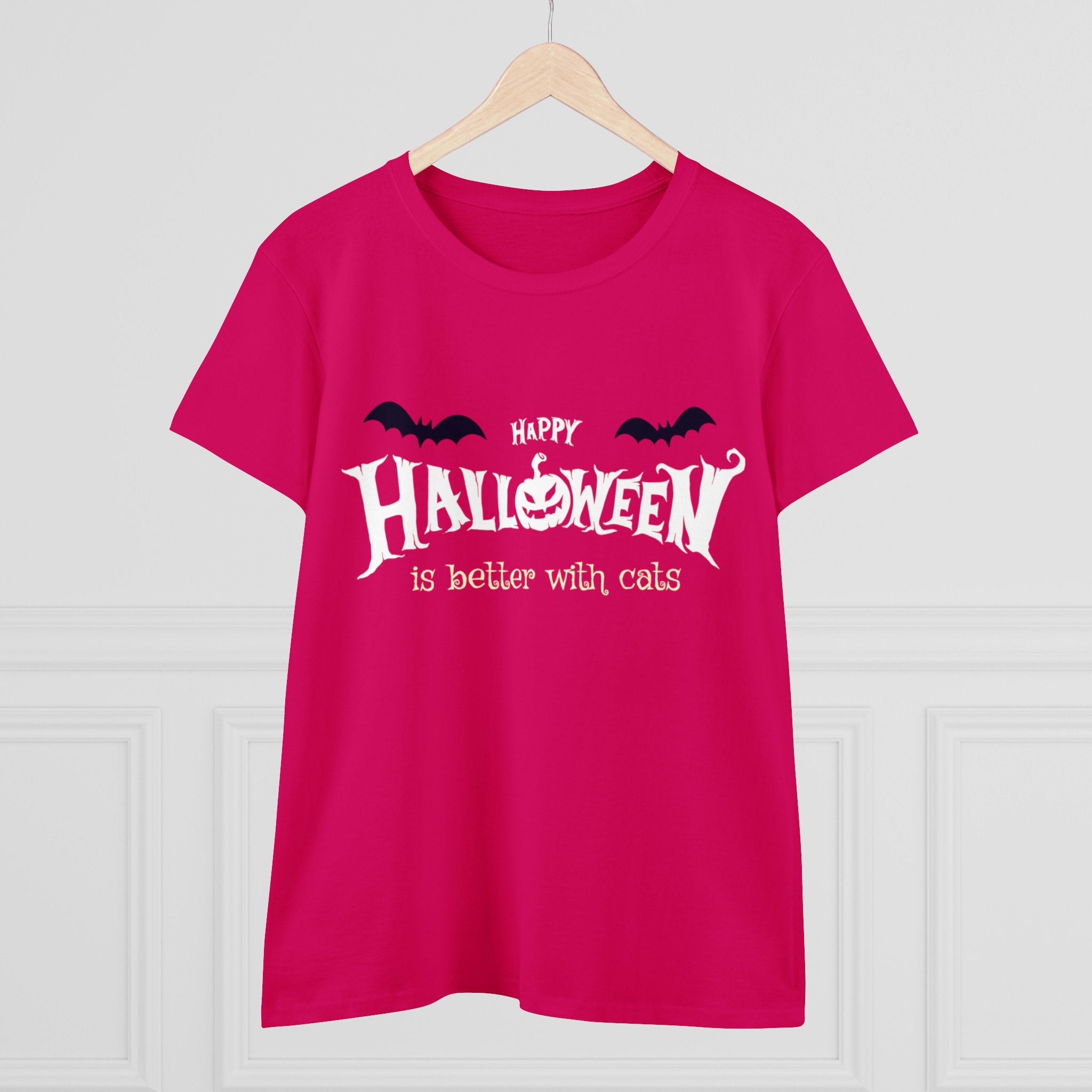 Halloween with Witch's Cats | Women's Midweight Cotton Tee