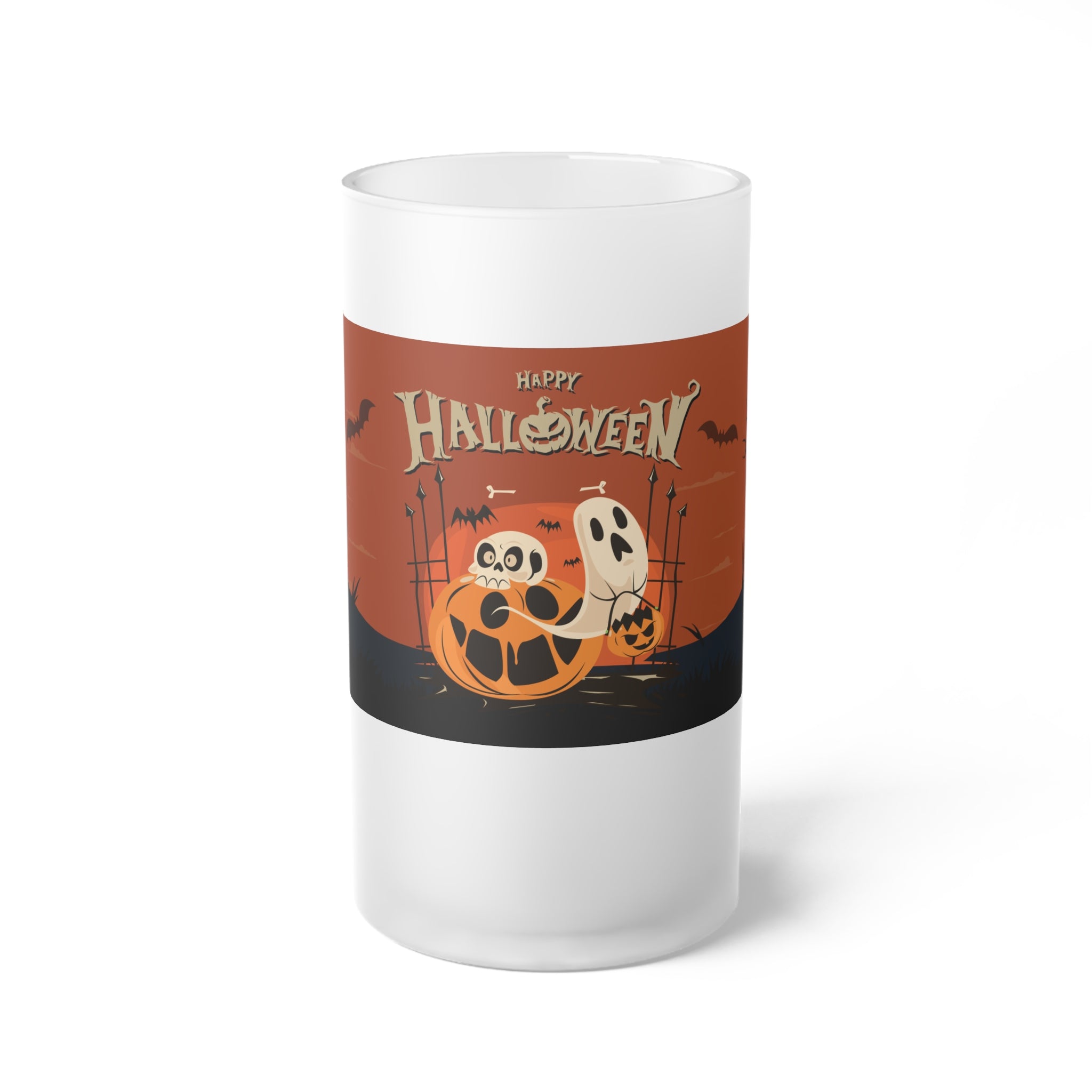 Happy Halloween with Pumpkin | Frosted Glass Beer Mug