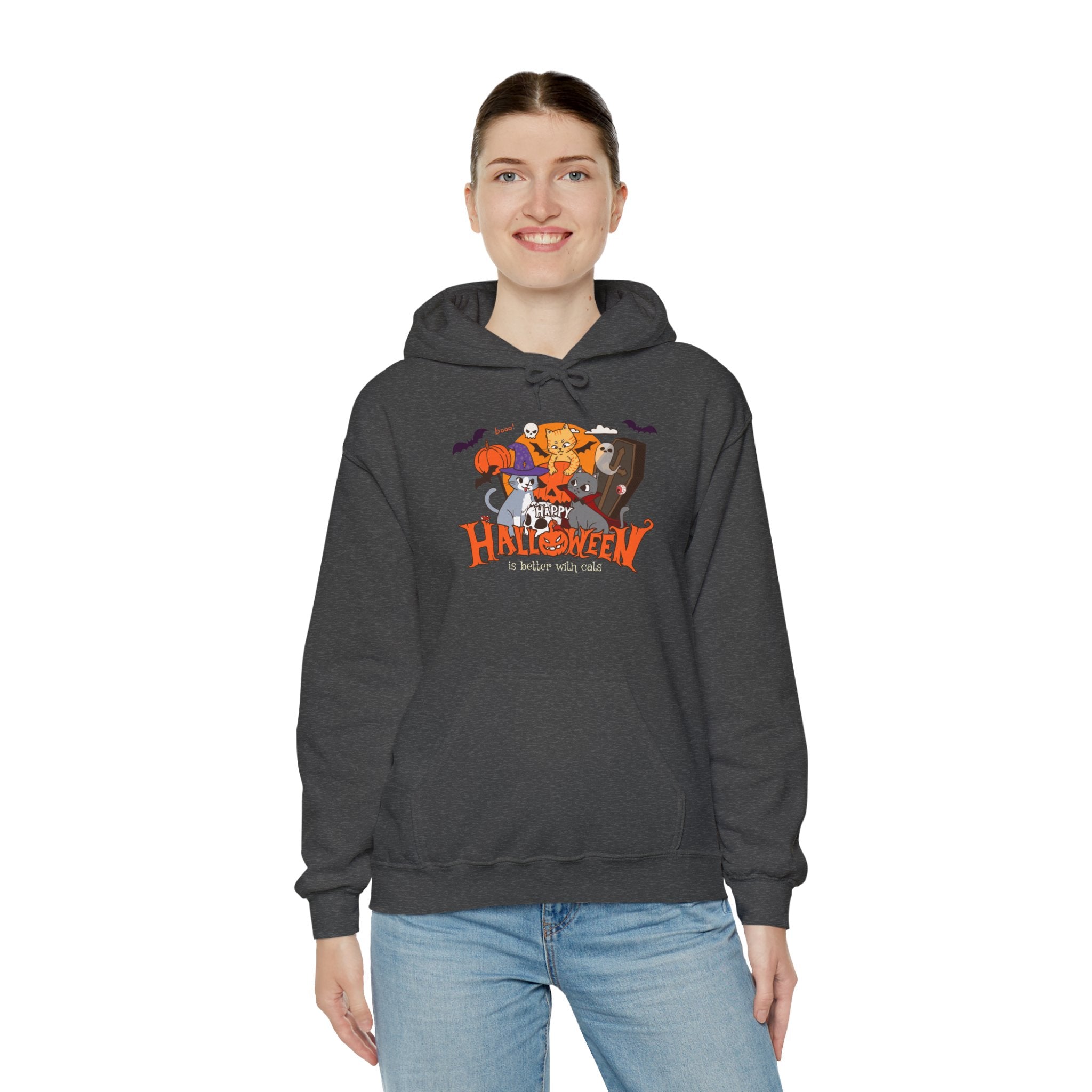 Halloween is Better with Cats | Unisex Heavy Blend Hooded Sweatshirt