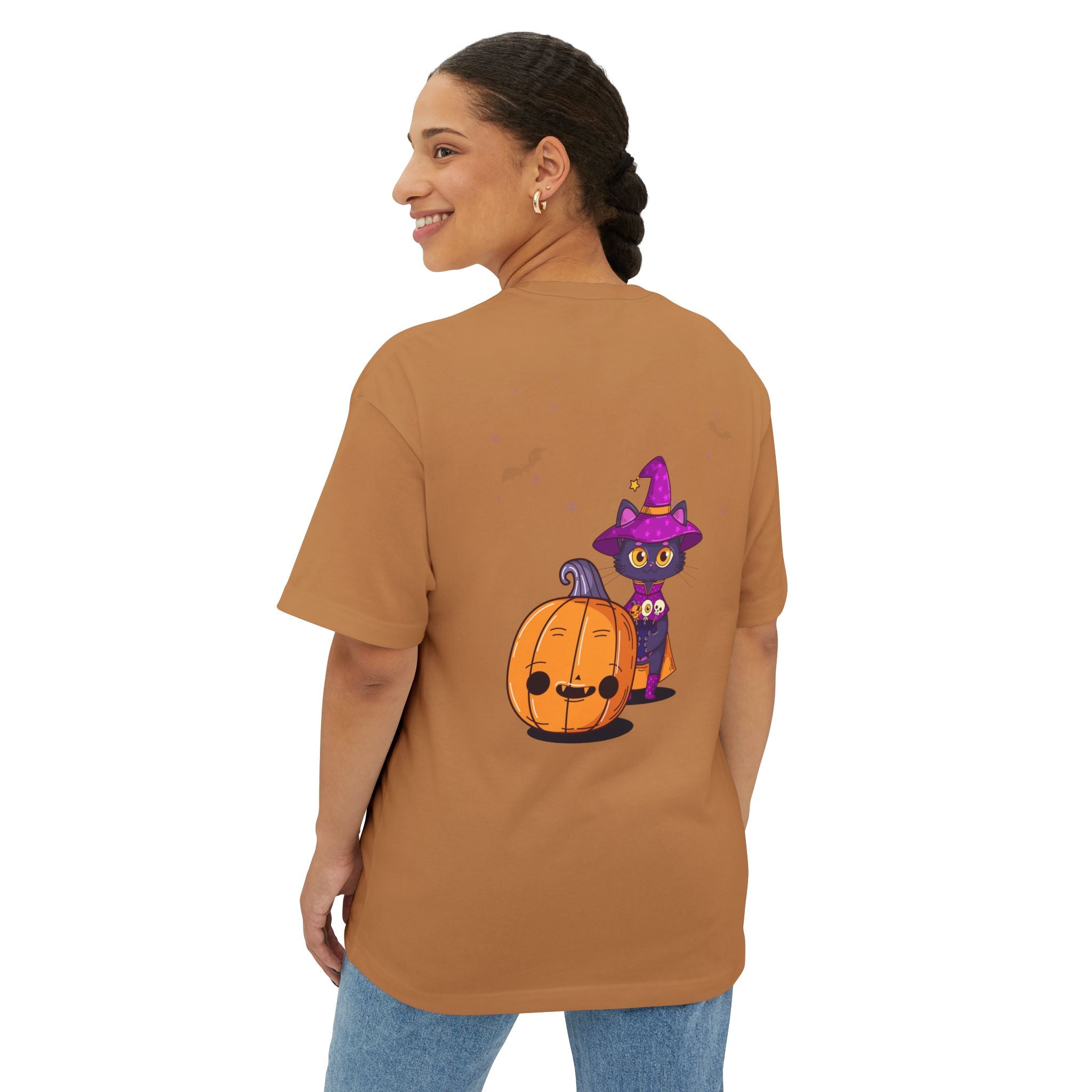 Halloween with Witch's Cats | Unisex Oversized Boxy Tee