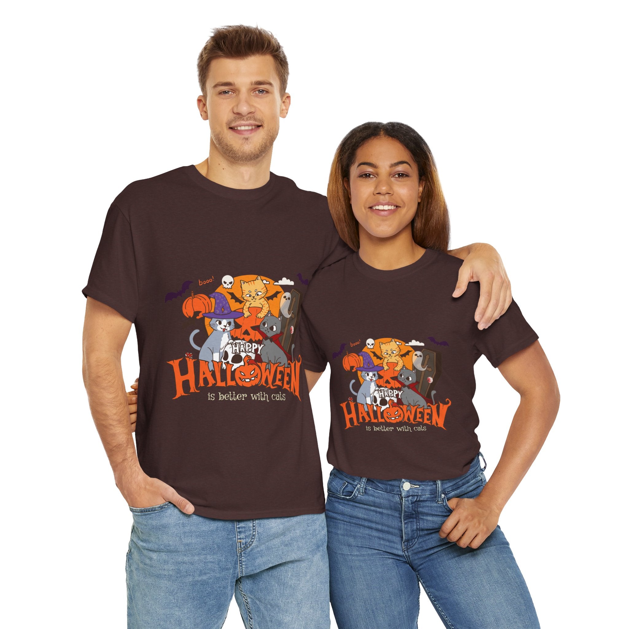 Halloween is Better with Cats | Unisex Heavy Cotton Tee