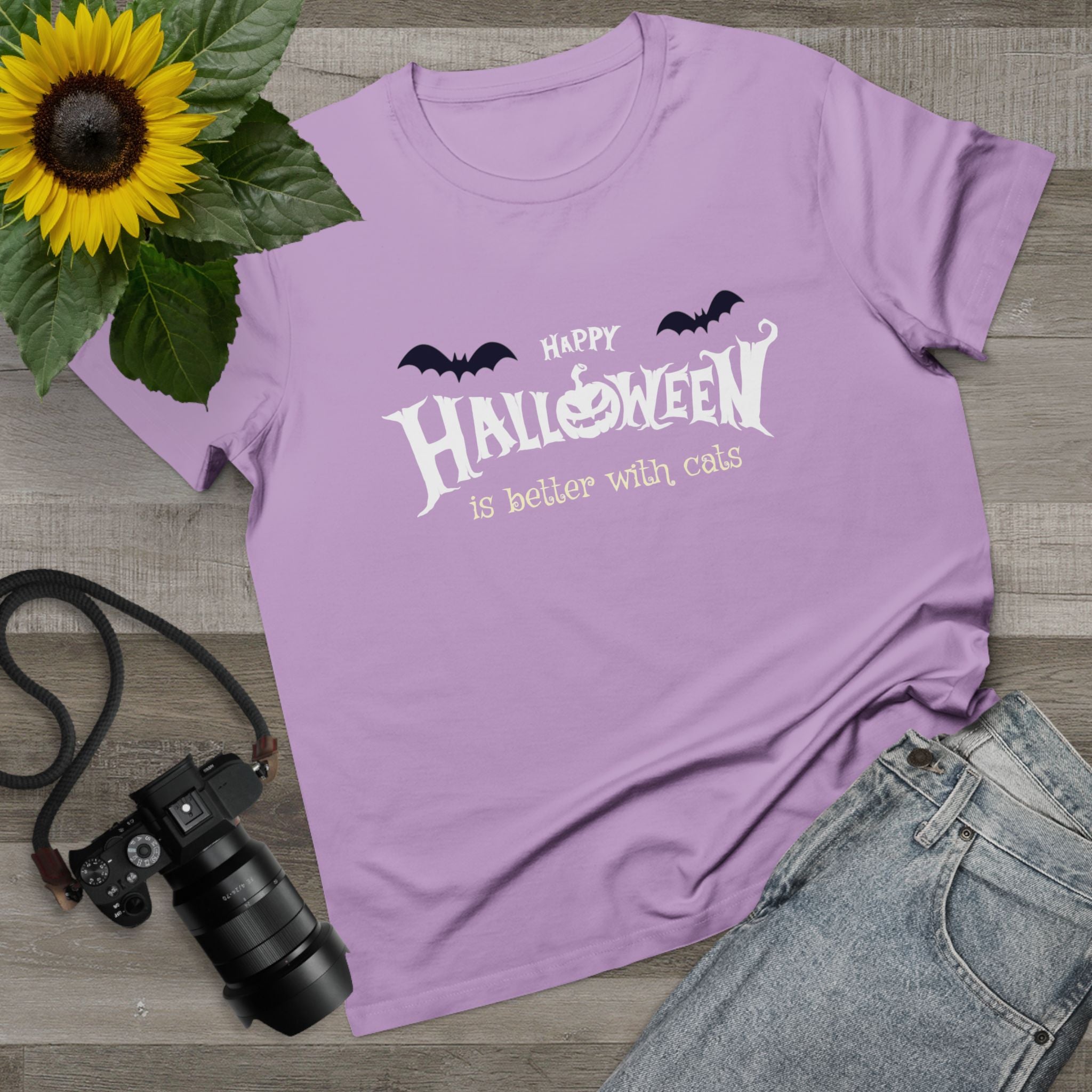 Halloween with Witch's Cats | Women’s Maple Tee
