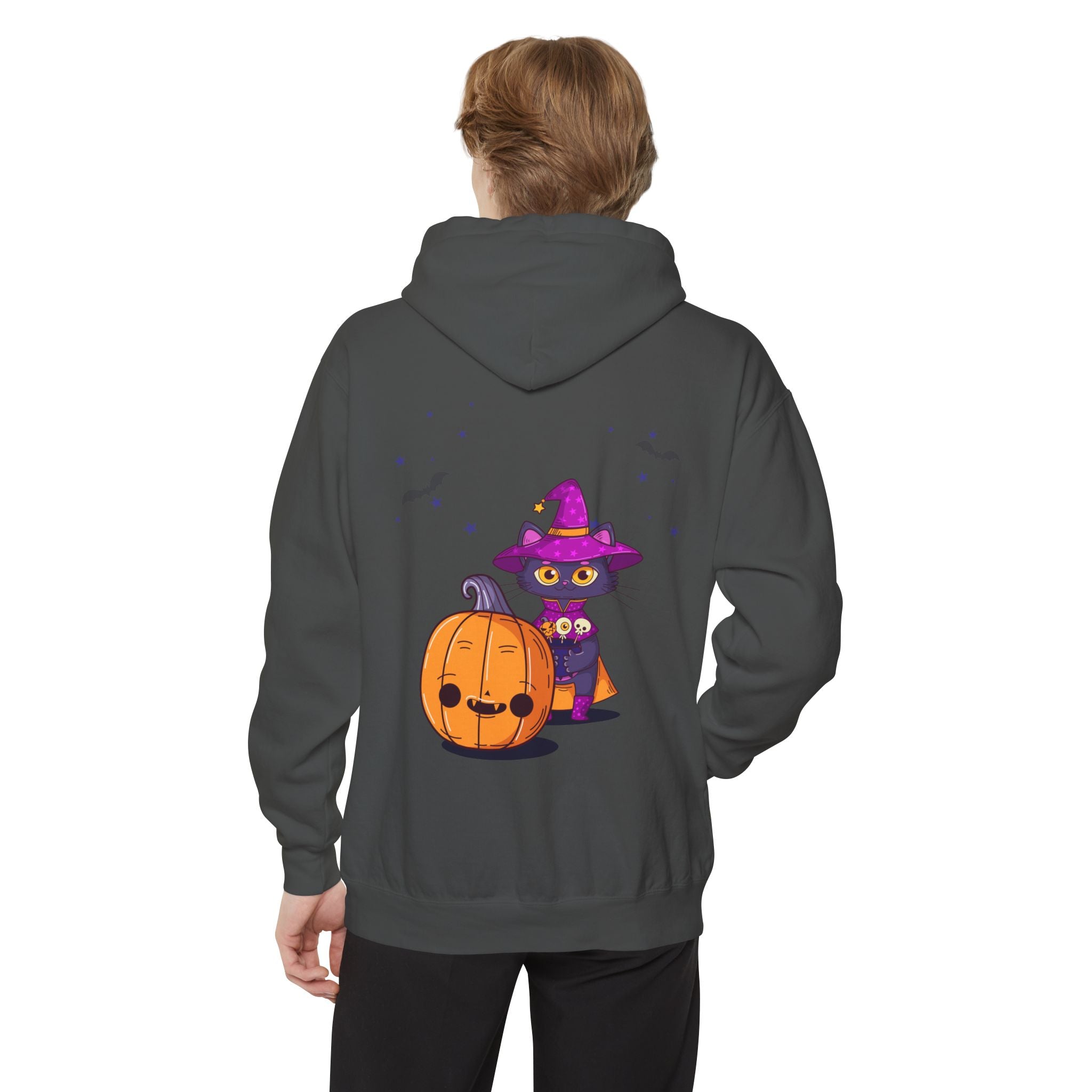 Halloween with Witch's Cats | Unisex Garment-Dyed Hoodie