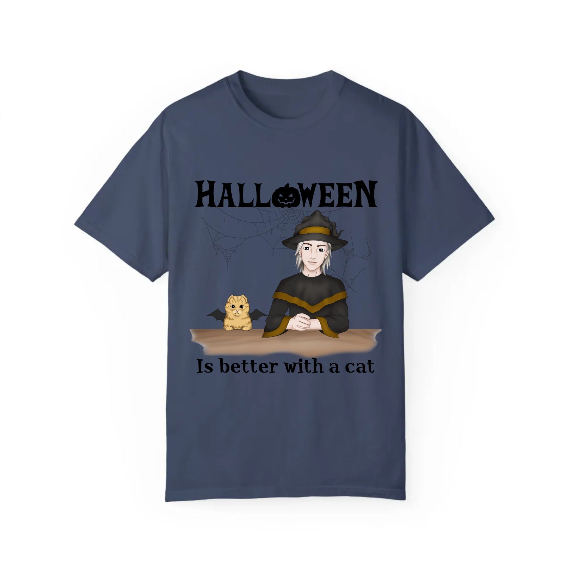 Halloween is better with Cat | Unisex Garment-Dyed T-shirt